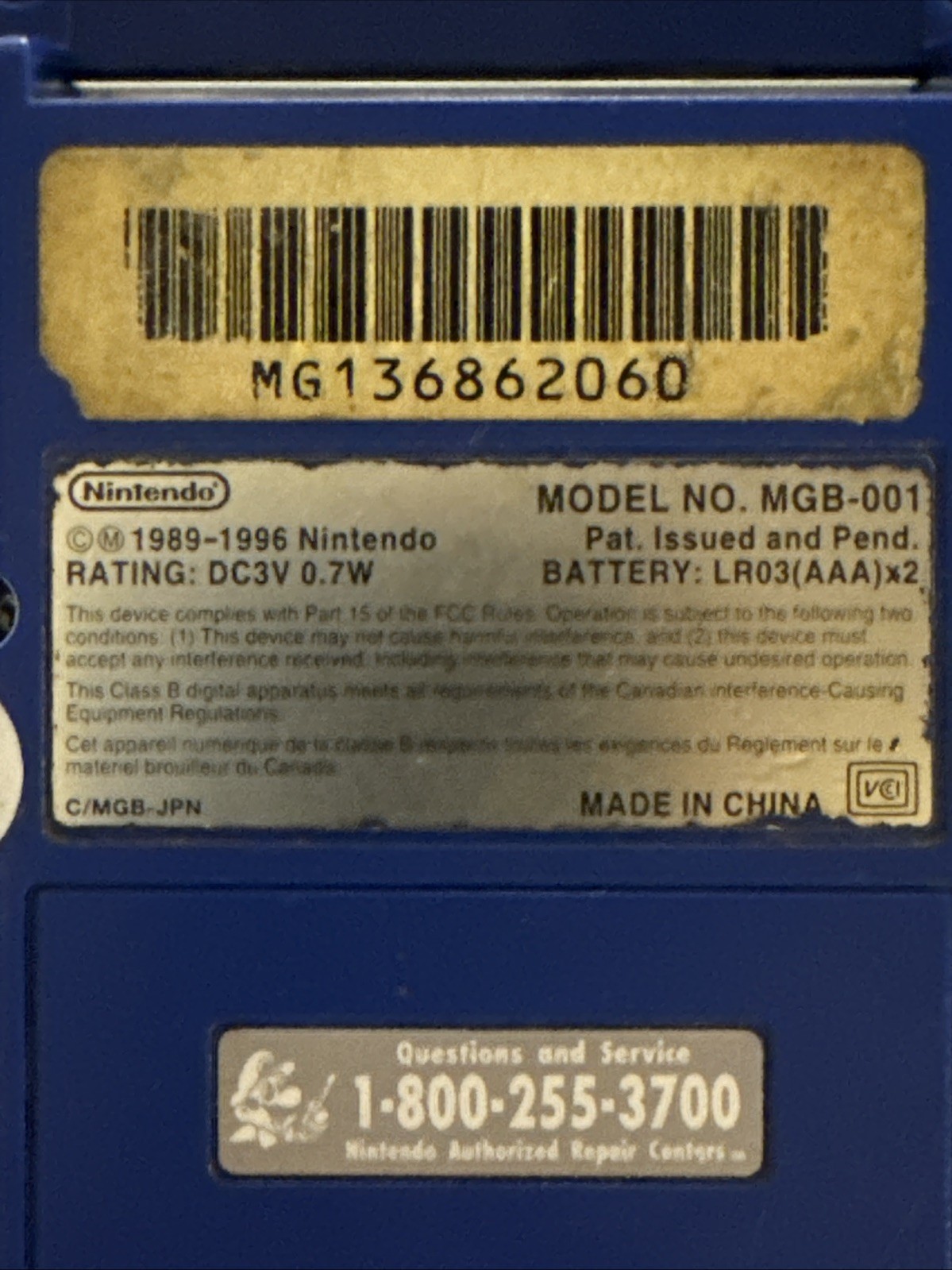 Nintendo Game Boy Pocket – Blue – Tested/Works – Read Description