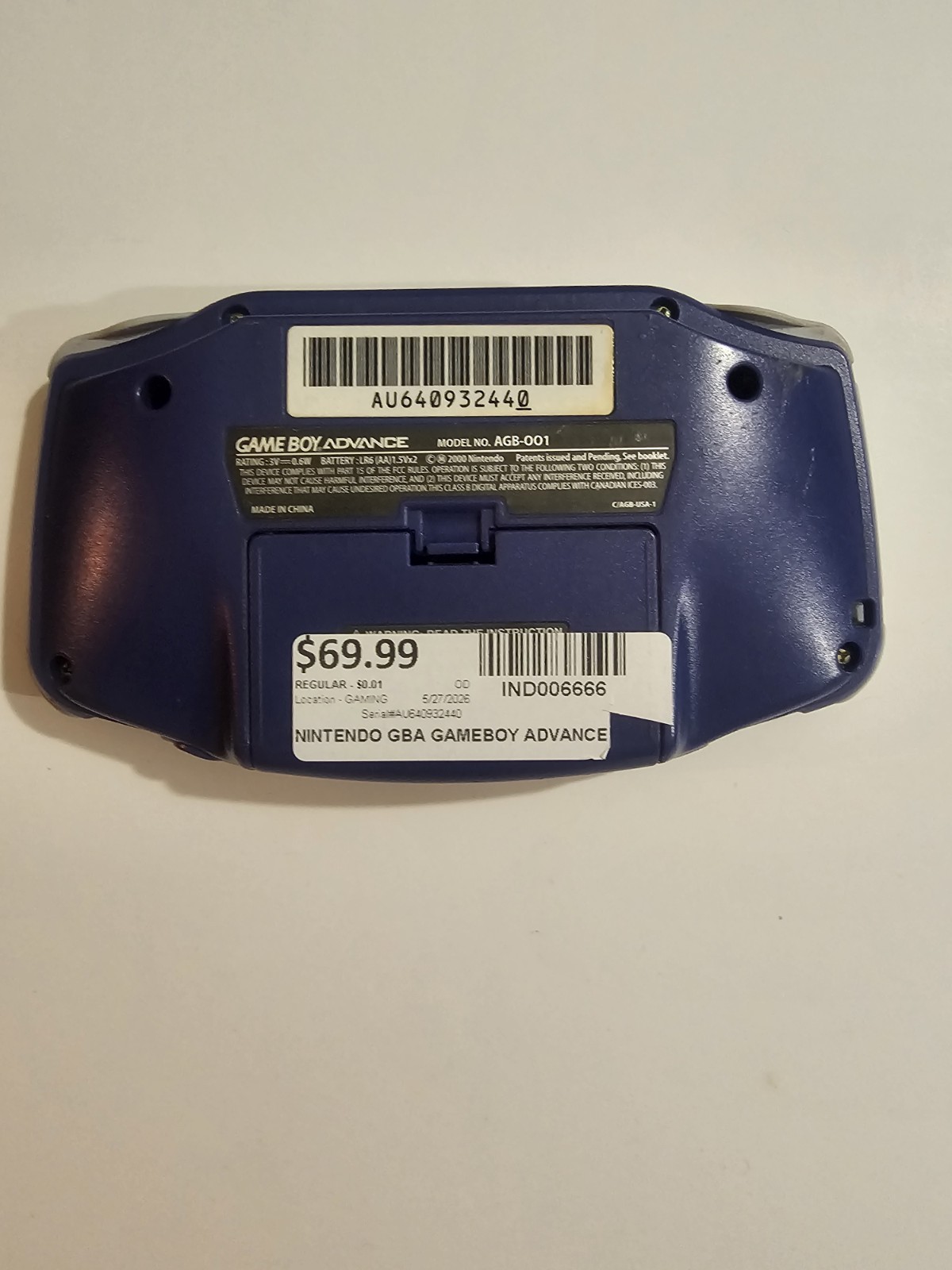 Nintendo Game Boy Advance Handheld System Indigo With Pokémon Leaf Green