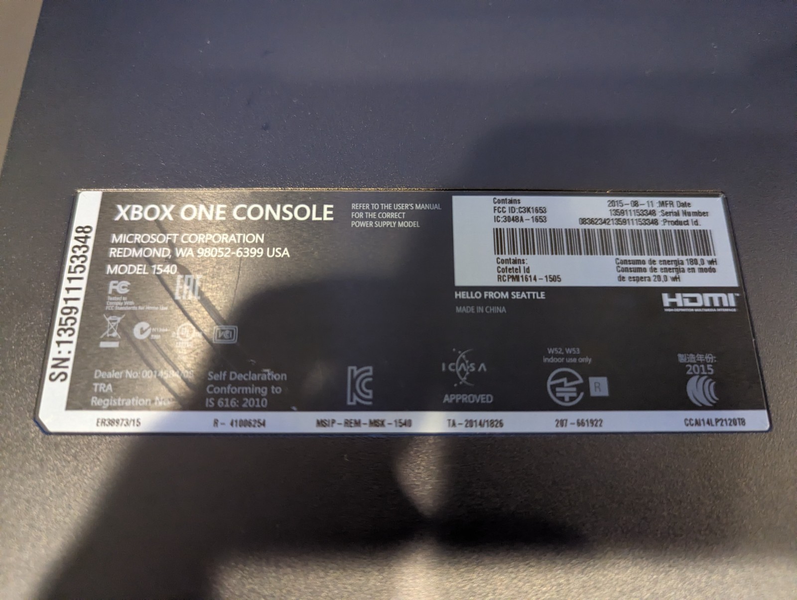 Microsoft Xbox One Black 500GB Console with Power Cord Tested (READ DESCRIPTION)