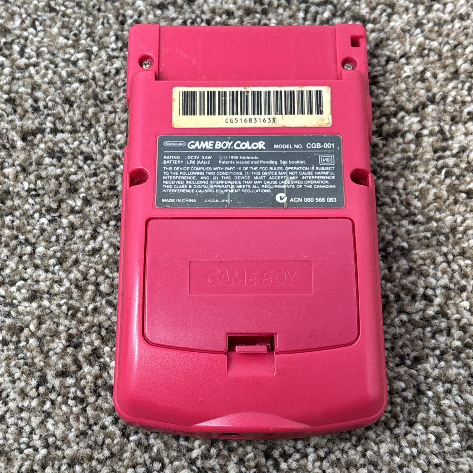 Nintendo Game Boy Color Handheld Game Console Pink Tested