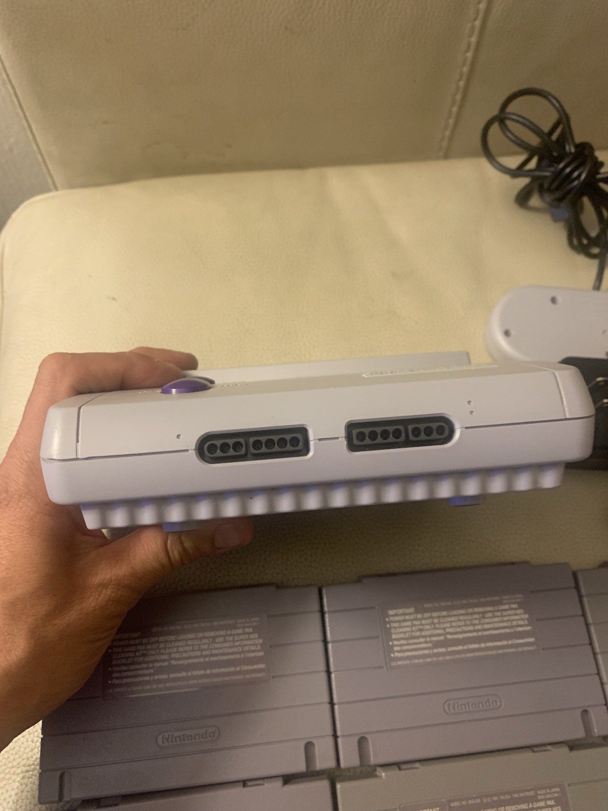 Super Nintendo SNES JR Console SNS-101 Bundle With 10 Games And 2 Controllers.