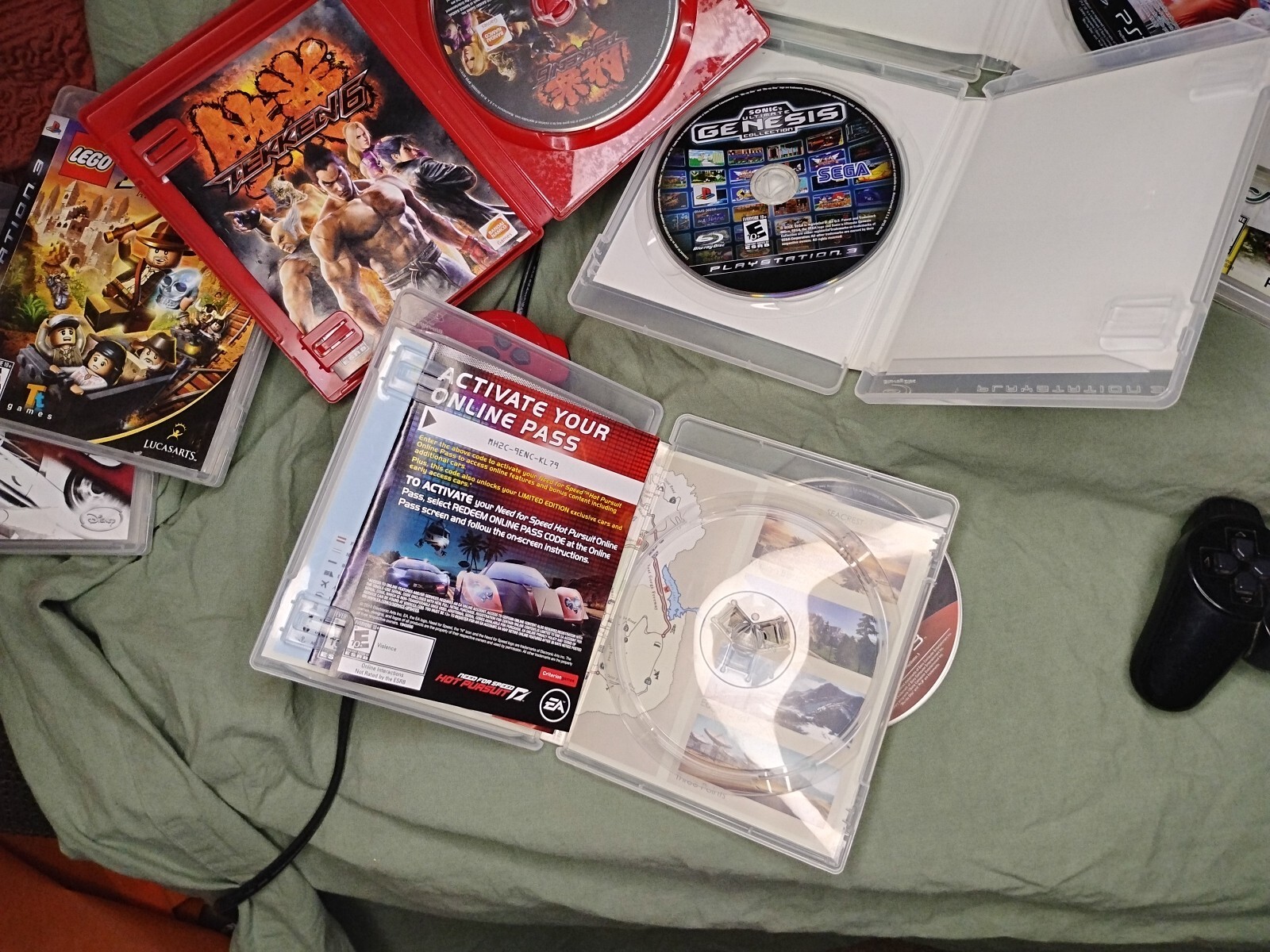 Sony PlayStation 3 PS3 Bundle CECH-3001A Black Console w/ 9 Games 3 Remotes