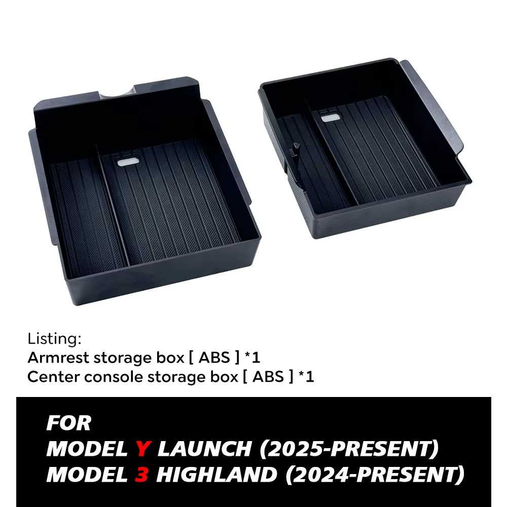 Console & Armrest Storage Box For Tesla New Model Y 2025 Juniper Launch ABS with