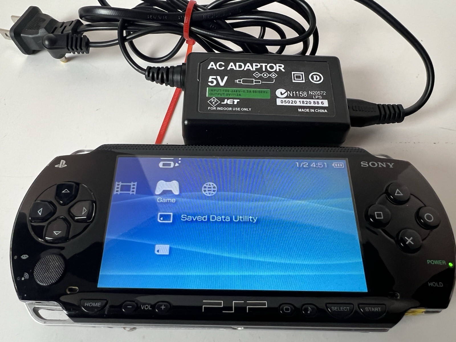 Sony PSP 1001 Black Console w/ Charger, Tested & Working- New Battery