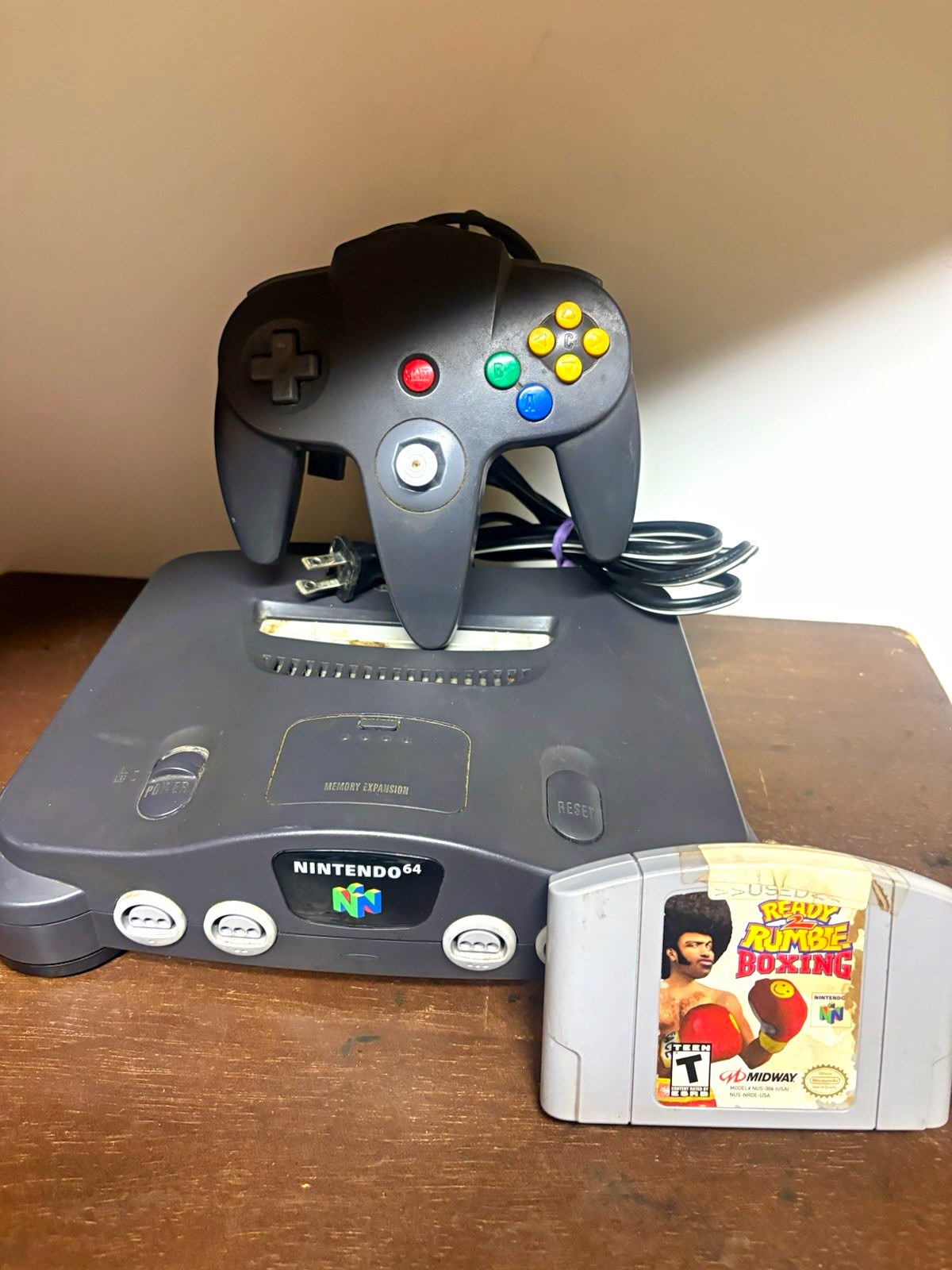 Nintendo 64 N64 Console Gray w/ Controller Memory Expansion Pak Rumble Boxing