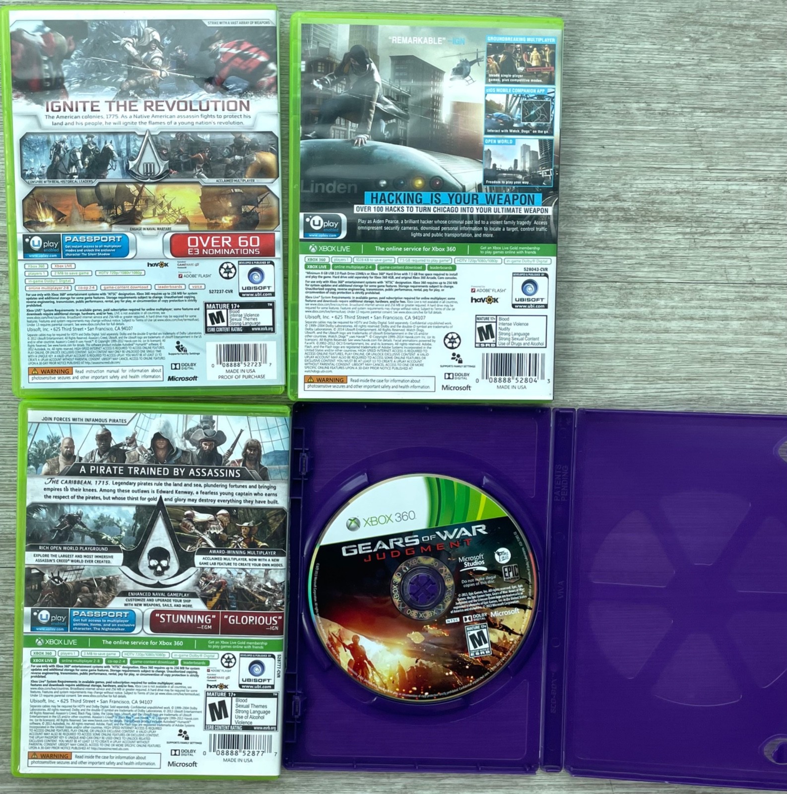 Xbox 360 S Slim Model 1439 Black Console w/ Power Supply, 4 Games – Tested