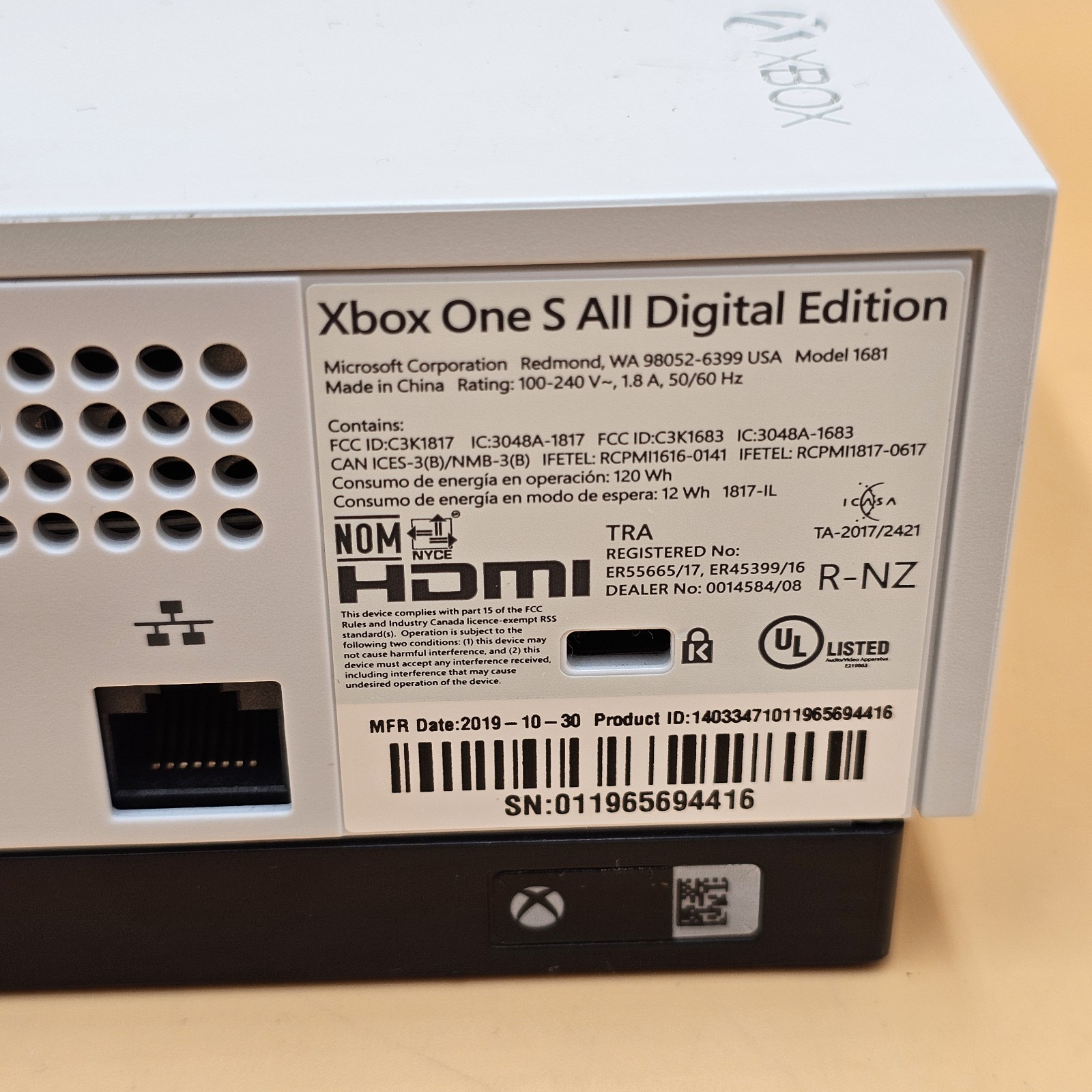 Xbox One S All Digital Edition 1TB w/ Power Cord & 2 Controllers Tested