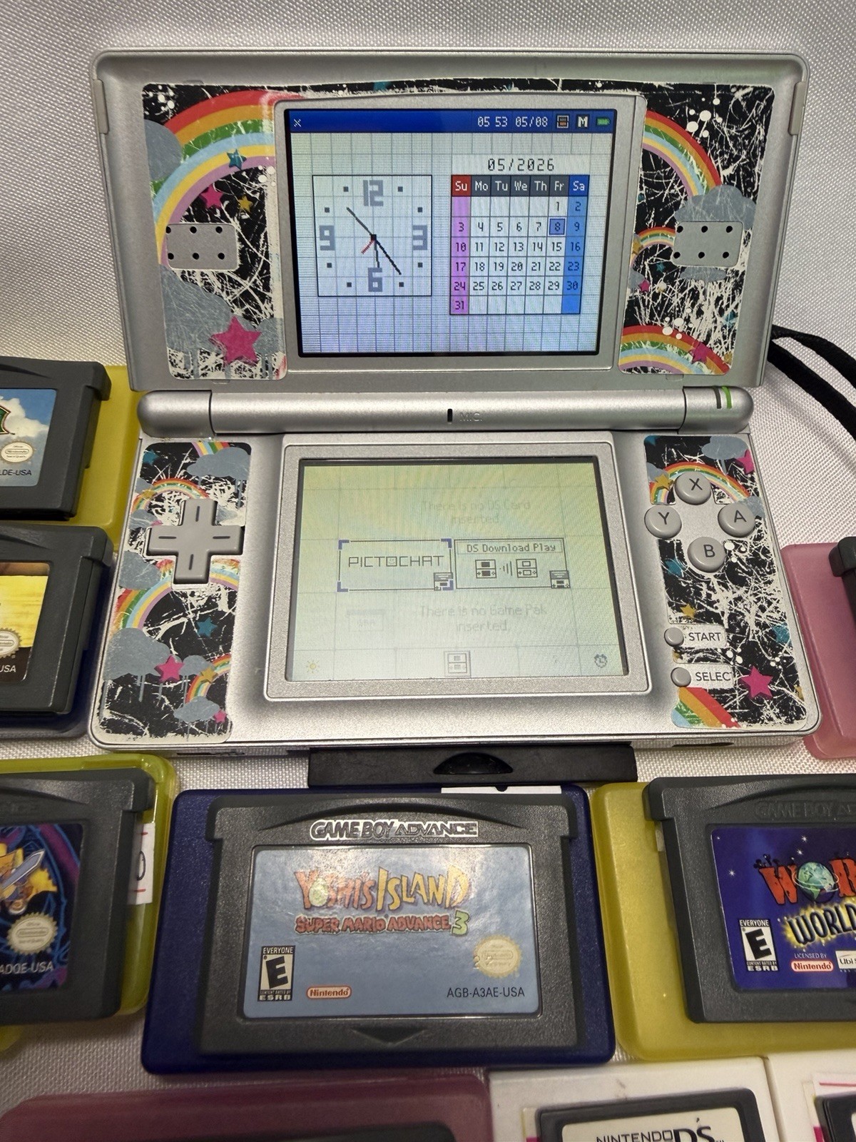 Grey Nintendo DS Lite With 10 Games All T/W No Charger Provided