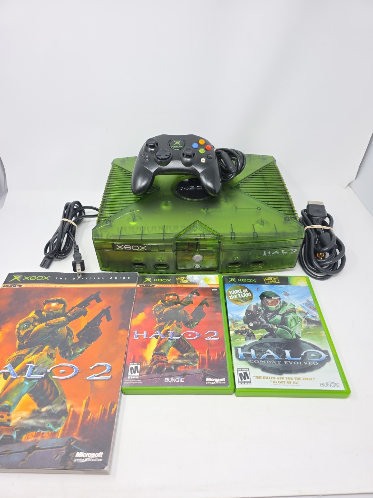 Microsoft Xbox Halo Special Edition Console Bundle With Halo 1, 2 & Guide Tested