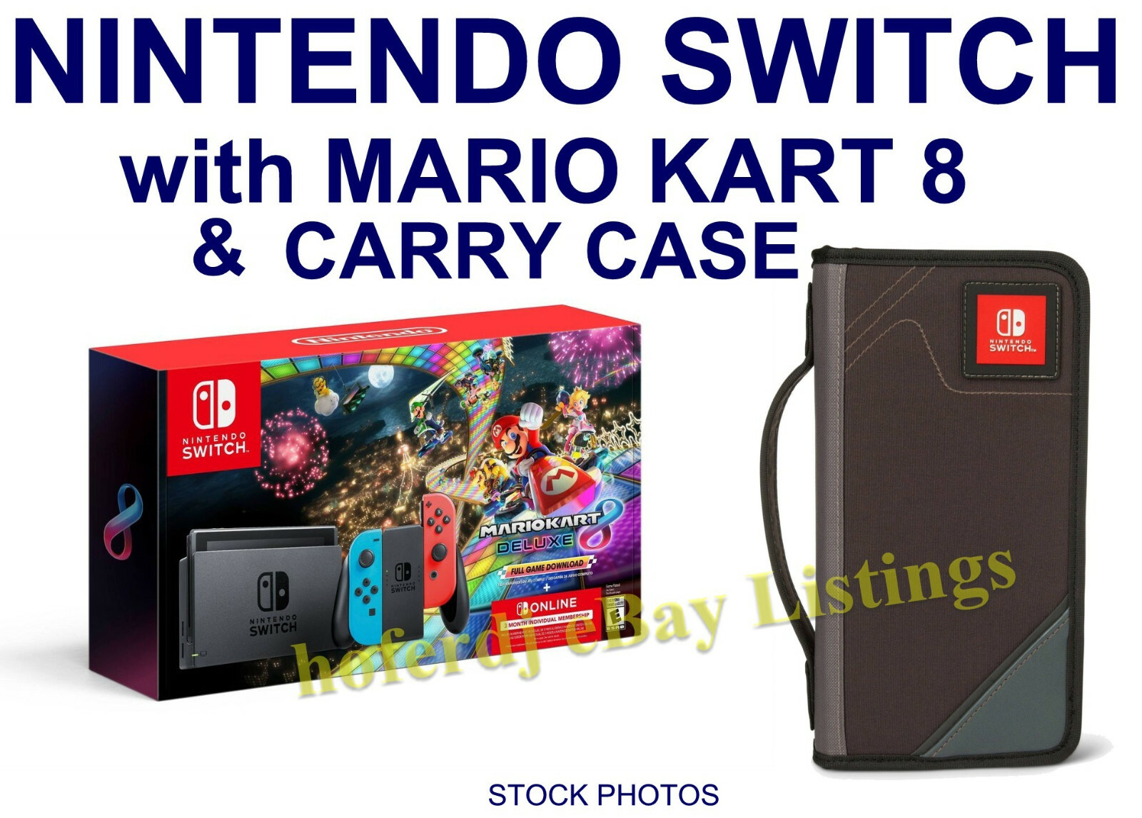 Nintendo Switch Console Joy-Con Neon Blue/Red + Mario Kart 8 Deluxe & Carry Case