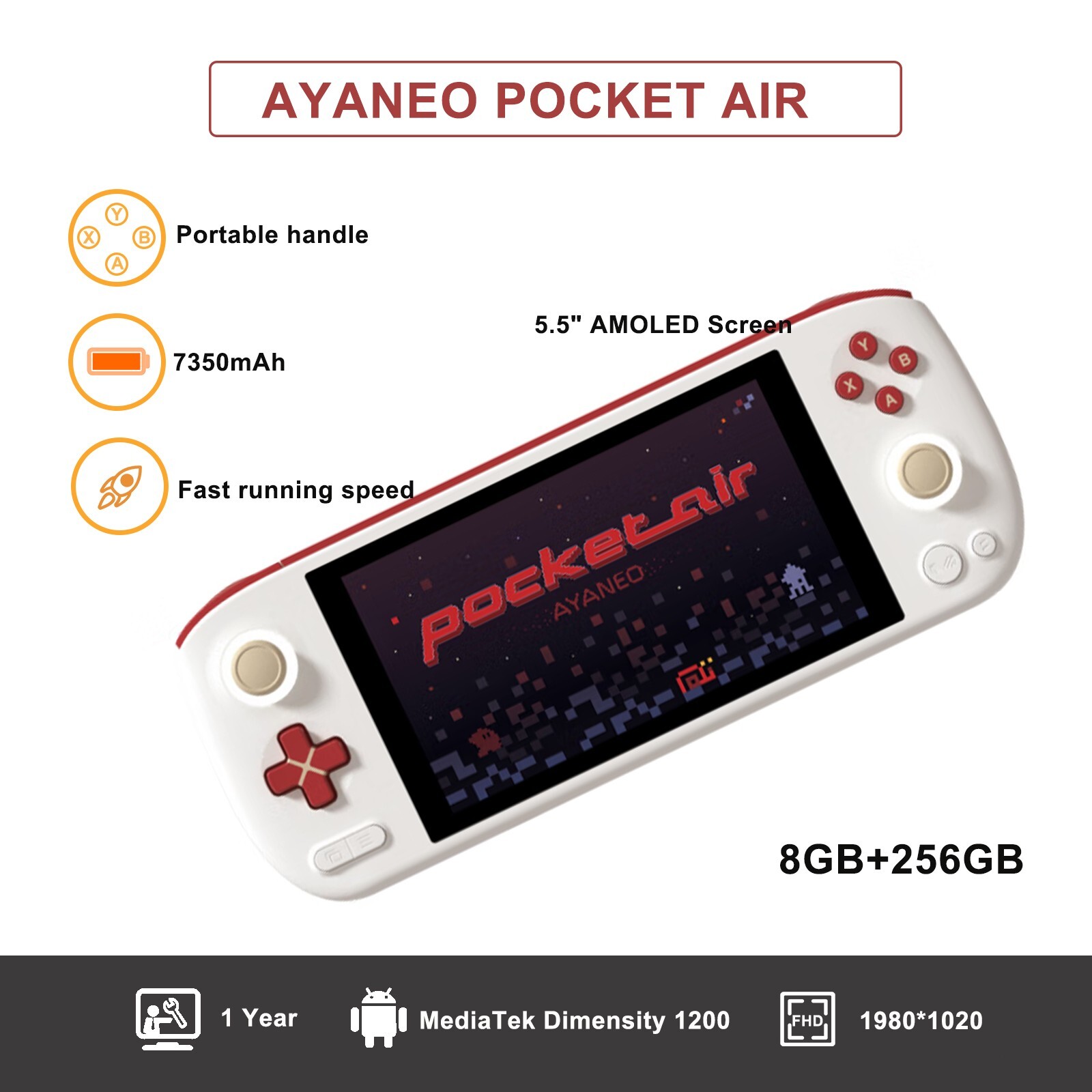 AYANEO Pocket AIR Handheld Game Console Android 12 5.5″ 1080P AMOLED Screen NEW
