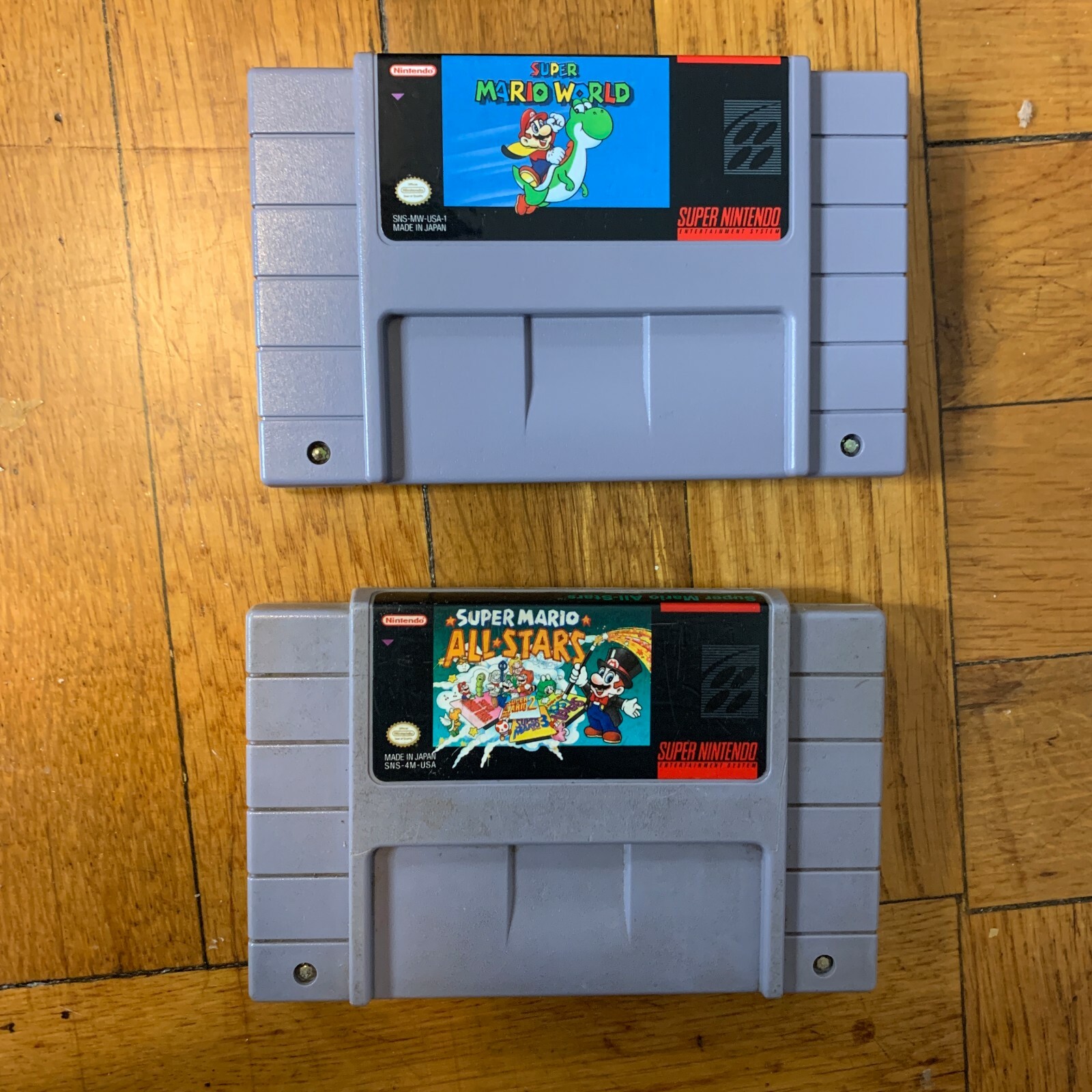 Super Nintendo SNES Console OEM Brand Complete Set + w/ Mario World & All Stars