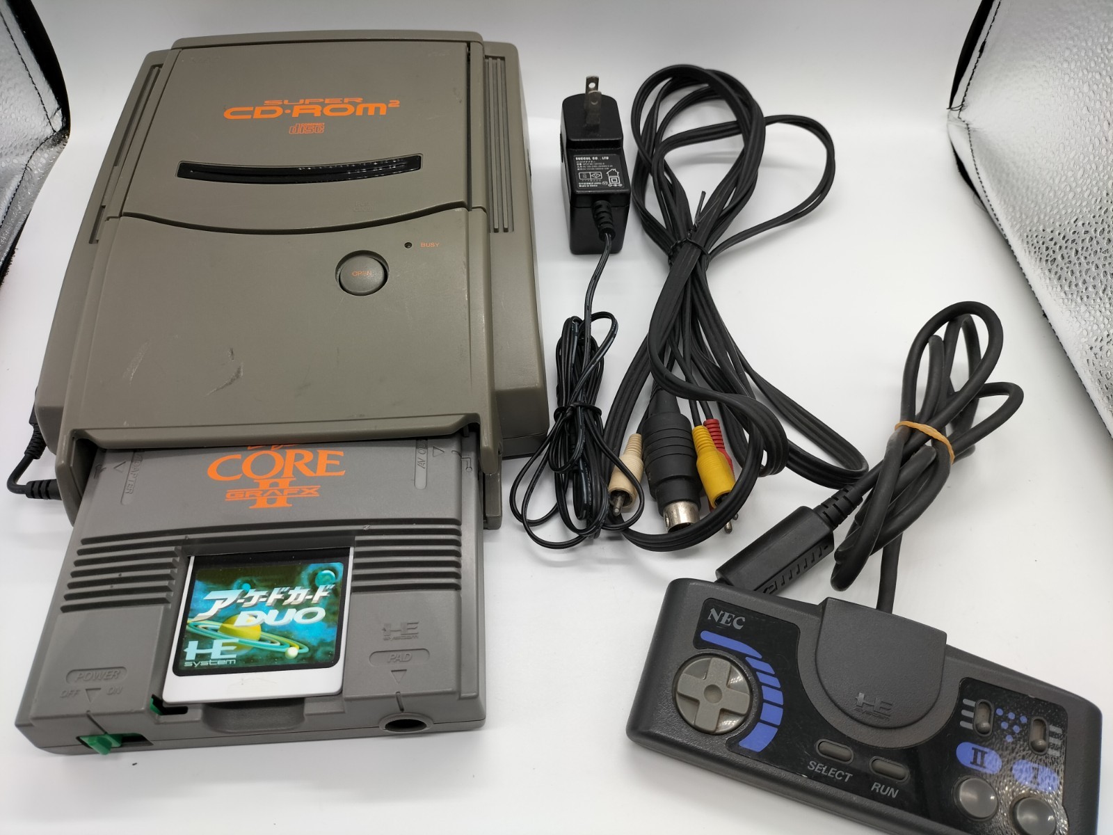 PC Engine SUPER CD ROM2 PI-CD1 + Core Grafx II PI-TG7 SET Tested