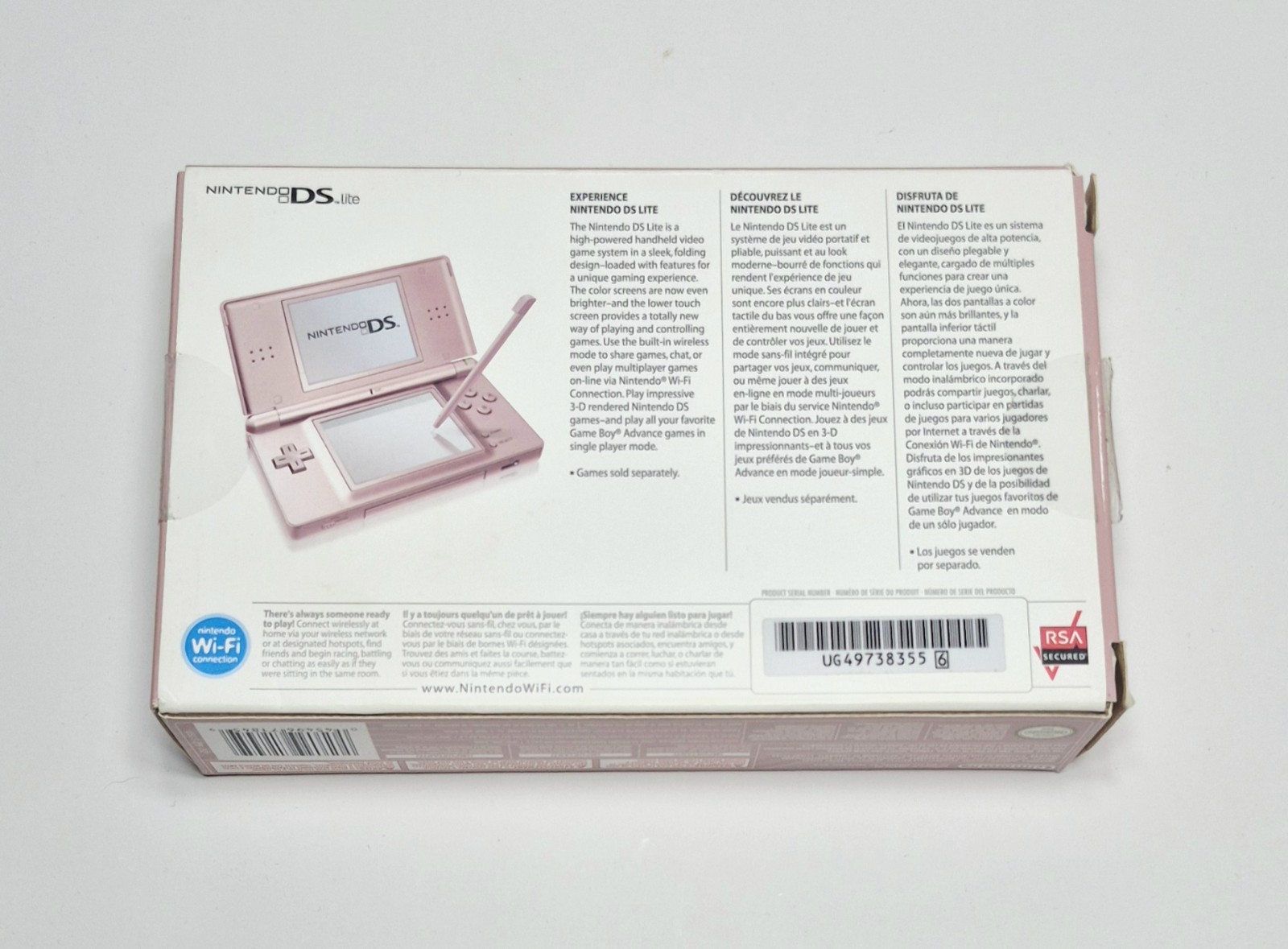 Nintendo DS Lite Pink Metallic Rose Cib Complete W/ Manuals Mint Condition