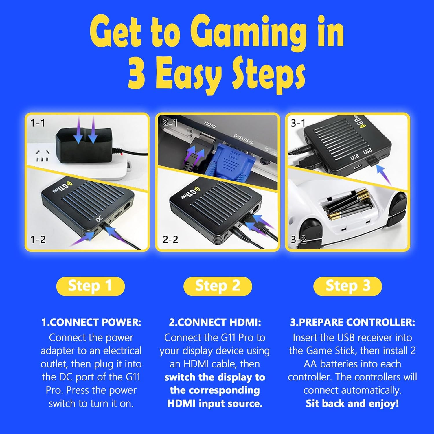 All8Bit G11 Pro Game Box, Classic Video Games with HDMI, Built-In 60 Emulators,