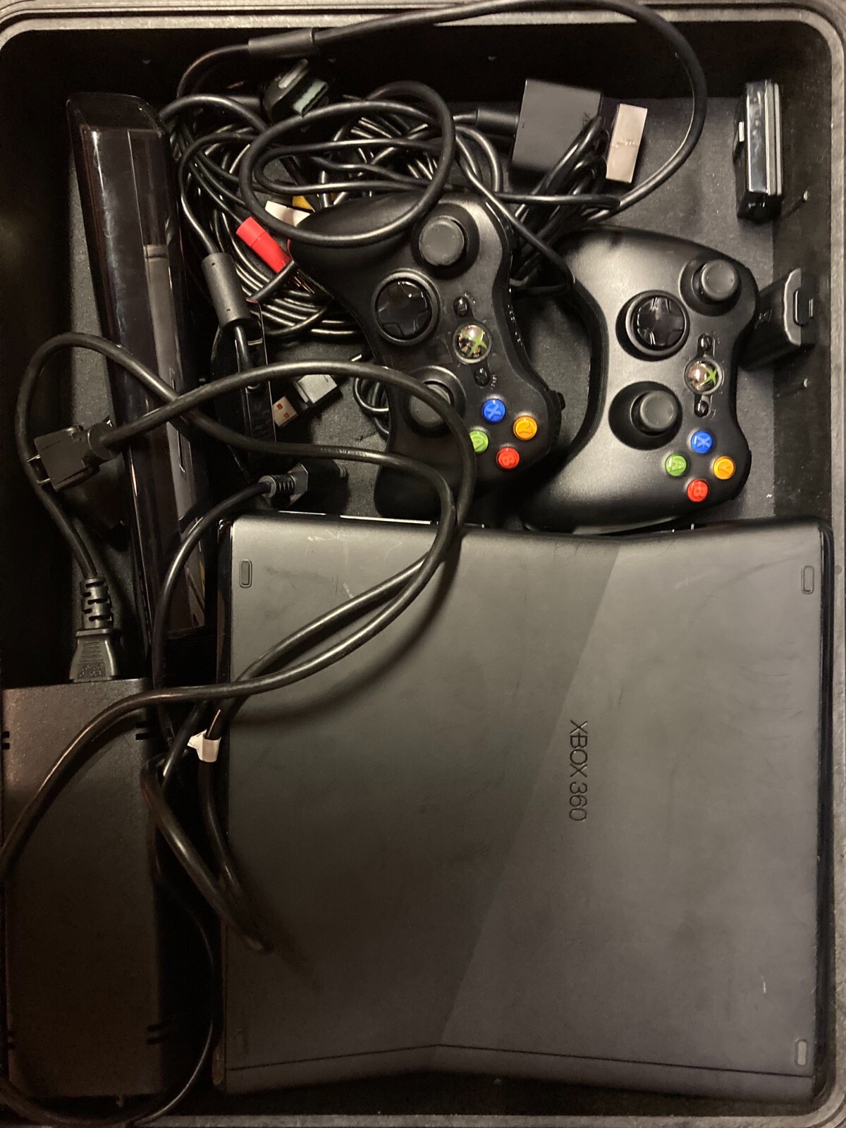 Microsoft Xbox 360 S Gaming Console and Kinect – Black with 2 remotes 