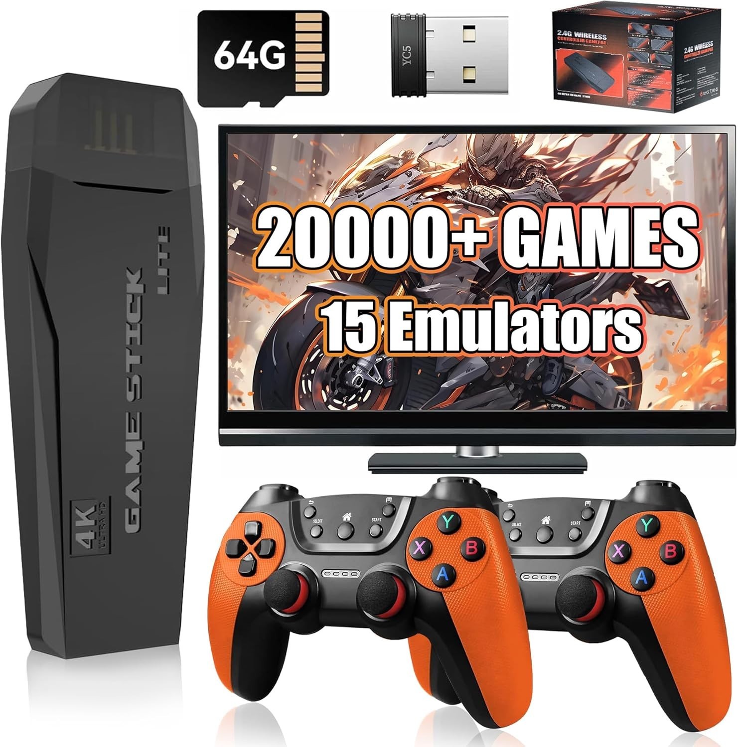 M9 Retro Game Stick, Retro Video Game Console 64GB with Built in 20000+ Retro