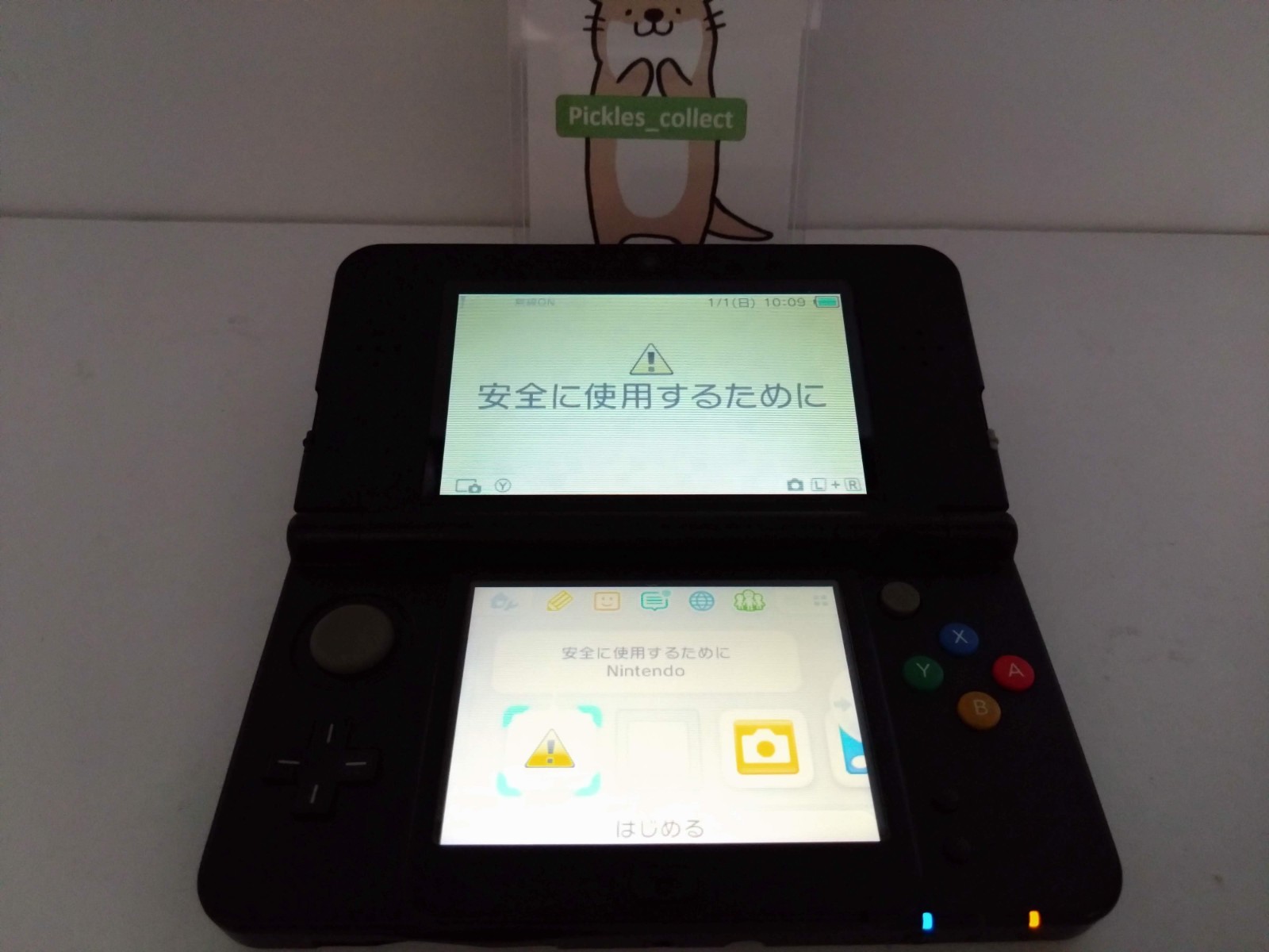 Nintendo New 3DS Black KTR-001 w/4GB Stylus language Japanese Tested 0511A