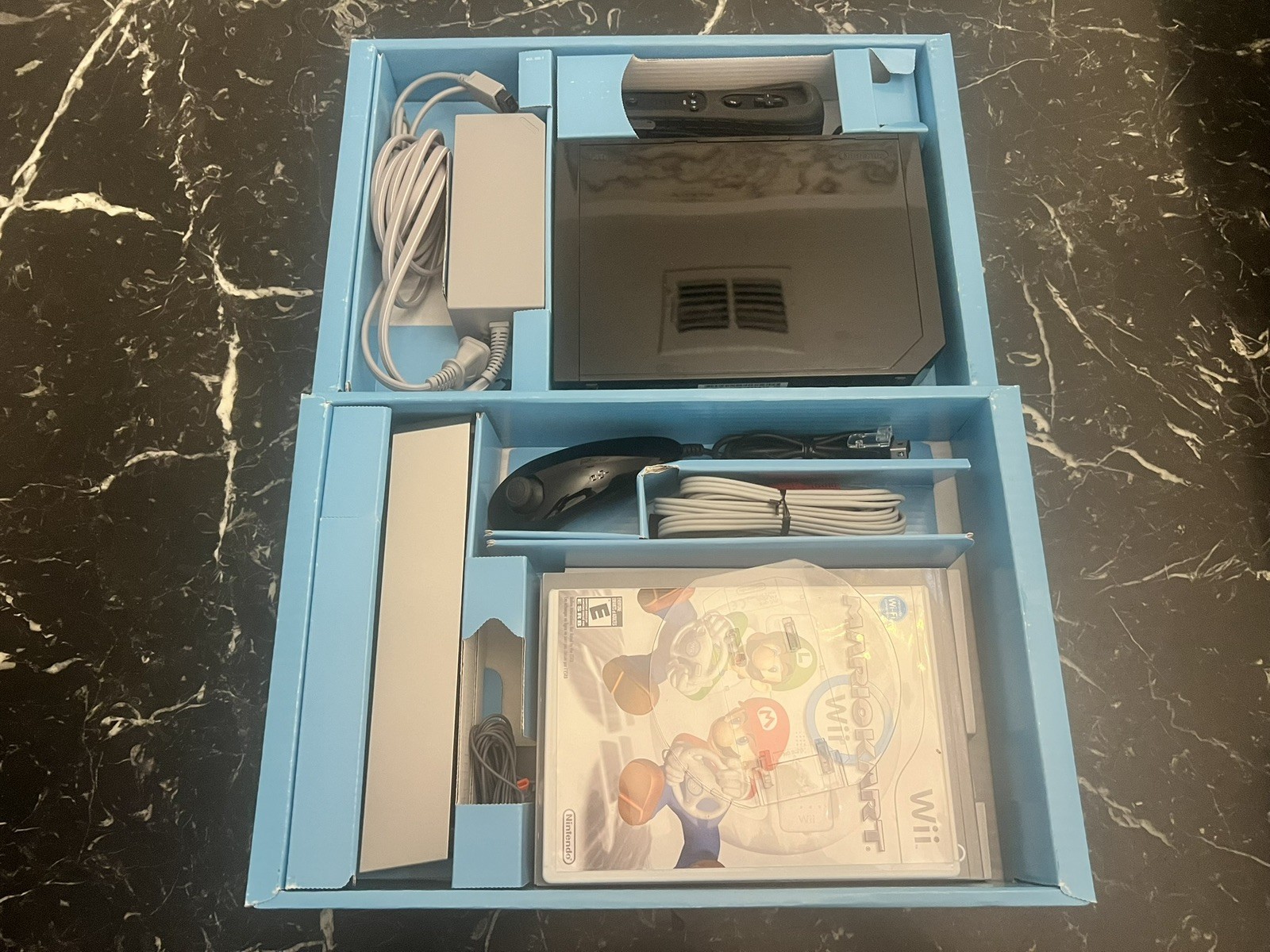 Nintendo Wii Mario Kart Racing Bundle Black Console Tested with wheel! Rare 🔥