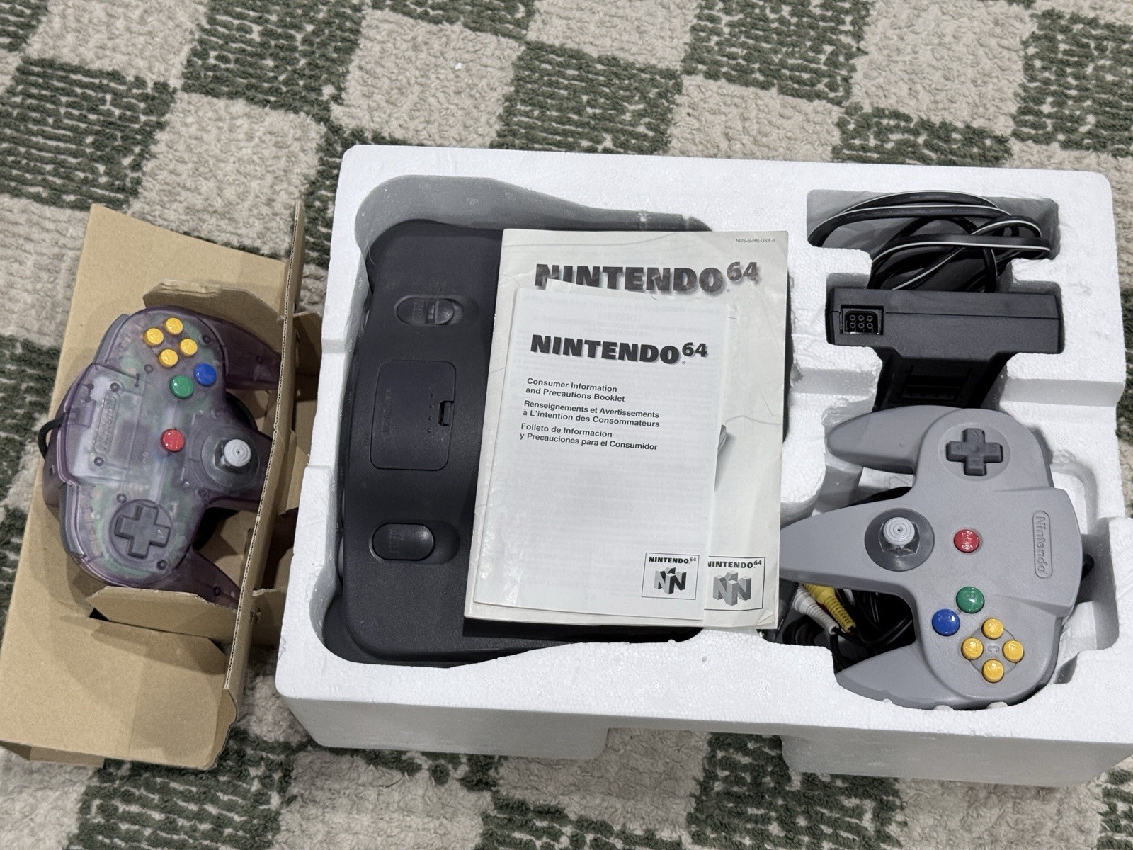 Nintendo 64 Atomic Purple Controller Console Bundle Complete In Original Box