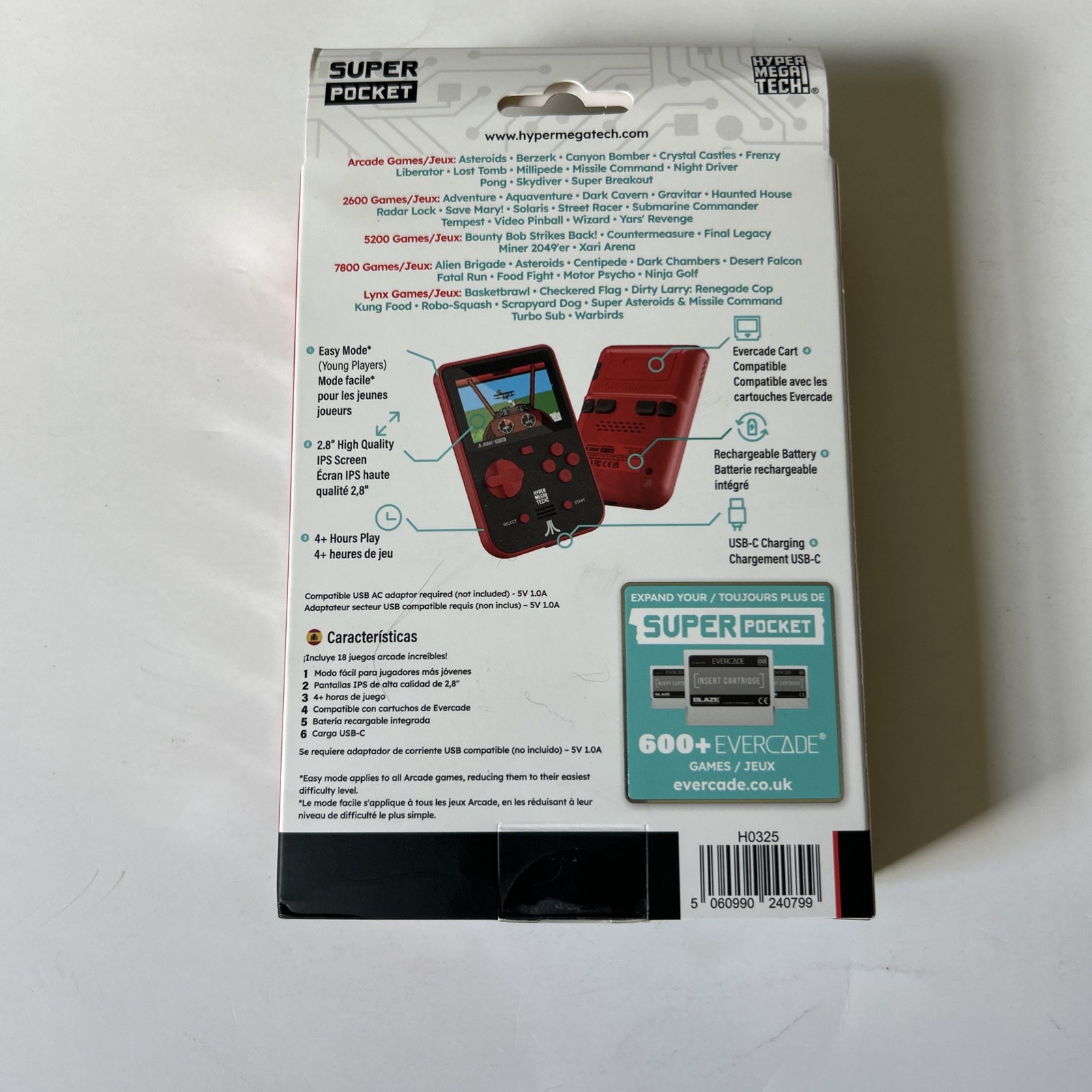 ATARI LE Super Pocket HYPER MEGA TECH-50 classic game-Recharge Battery-USB-C-NEW