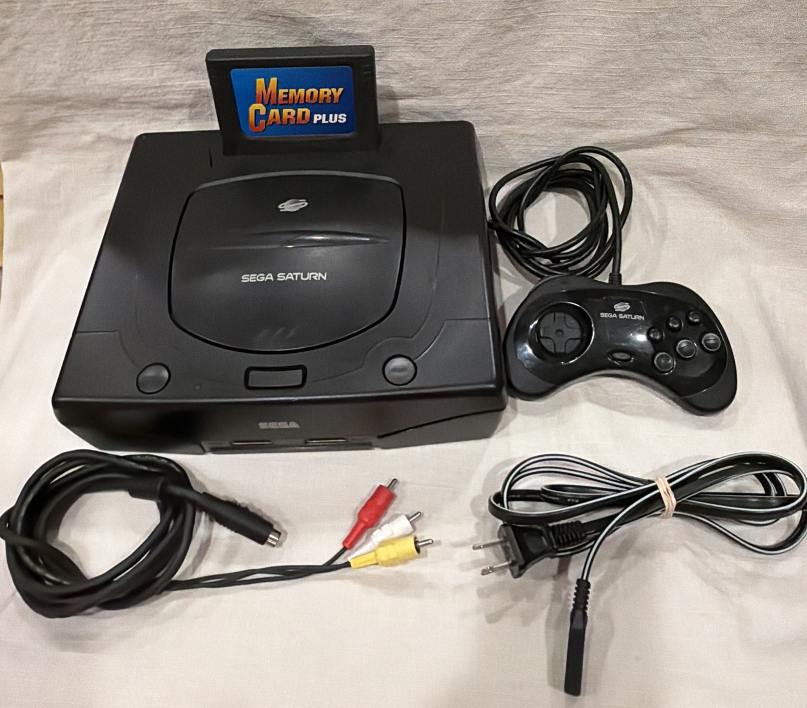 SEGA Saturn Console Black w/ Power & AV Cords, NTSC-U/C MK-80000 Tested, Nice