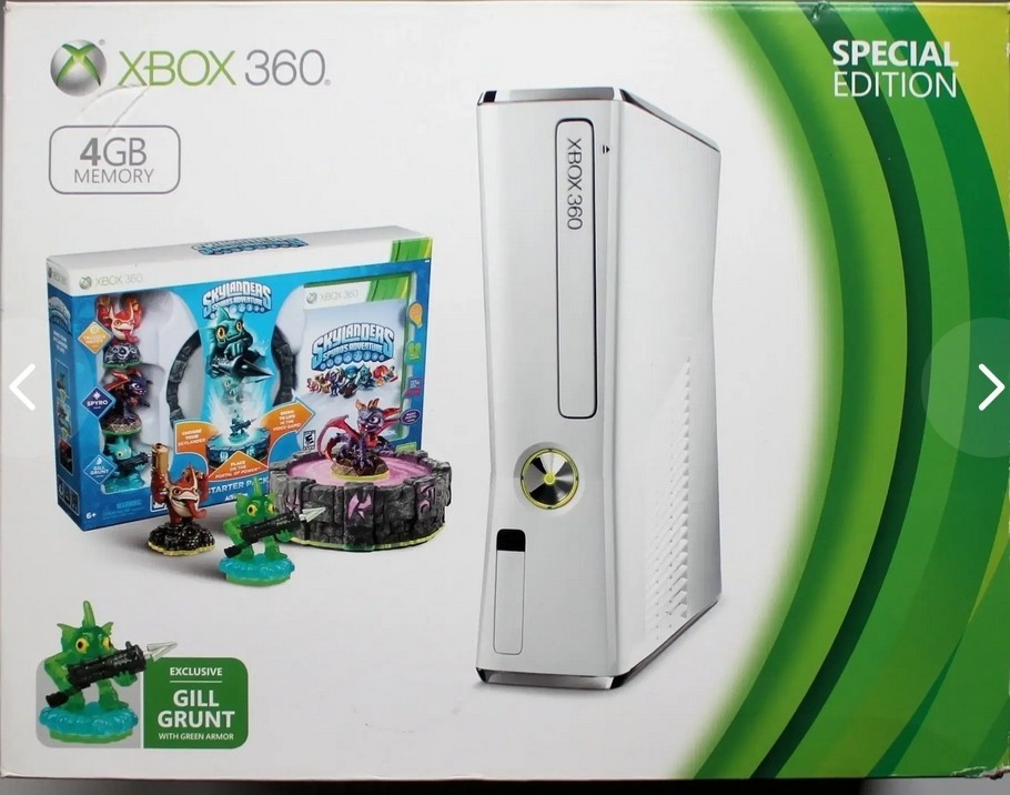 Xbox 360 Slim Glossy White 250gb Kinect Skylanders Special Edition Full Renewal
