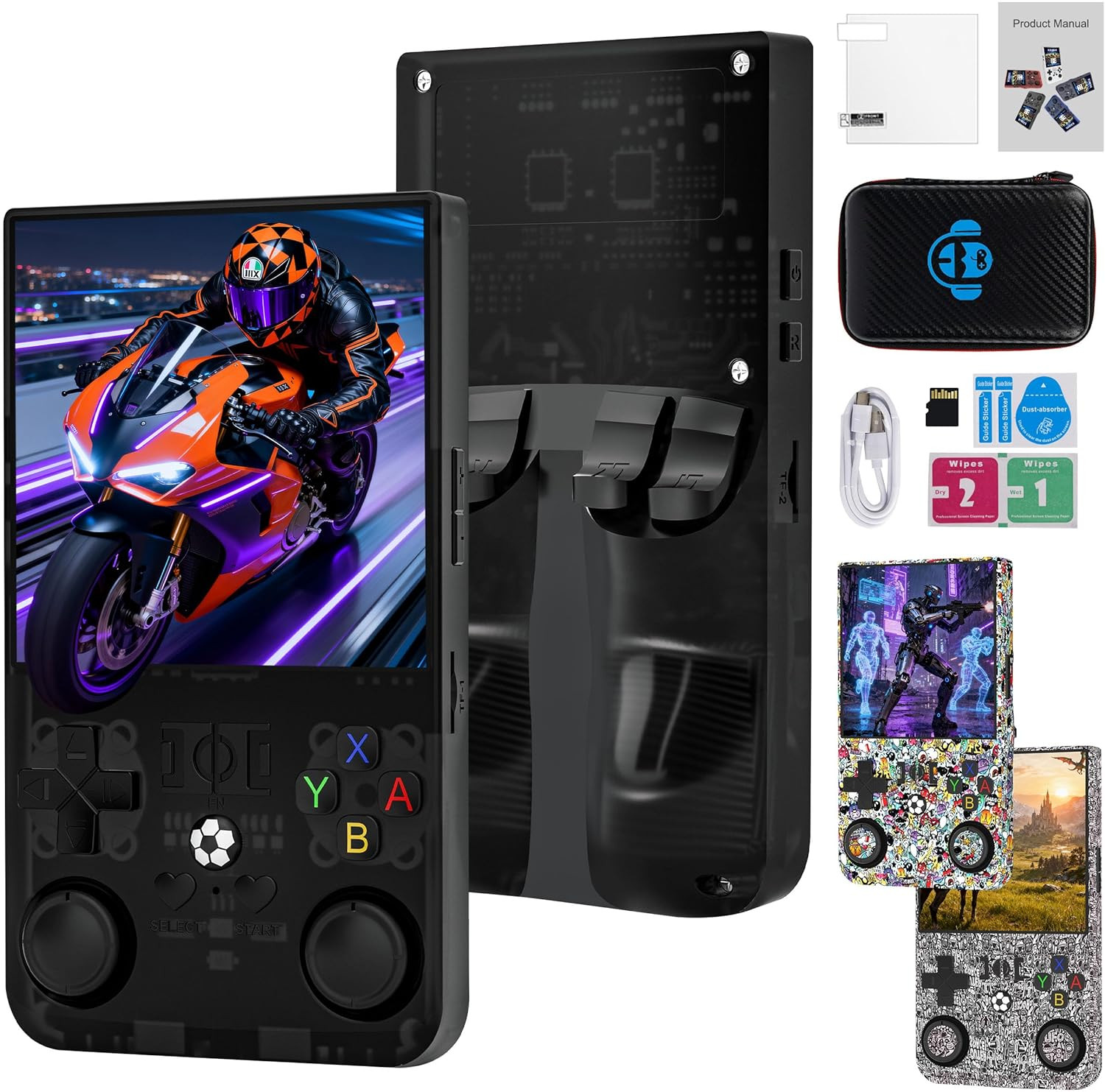 R36MAX Retro Handheld Game Console, 4.0 Inch IPS Screen, 64G TF Card, 4000Mah Ba