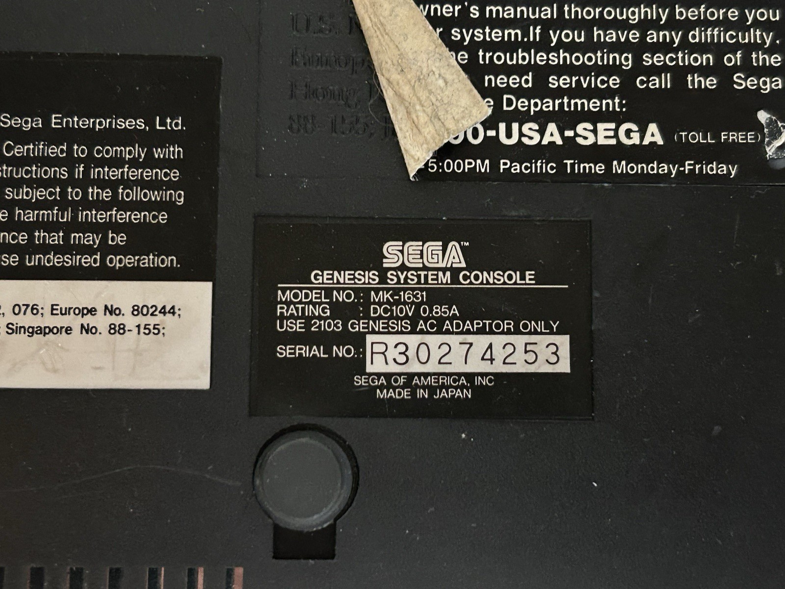 Sega Genesis Model 2 Game Console Black, MK-1631 Console Only Untested