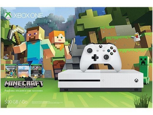 Microsoft Xbox One S Minecraft Favorites Bundle 500GB w/ Extra Controller- White
