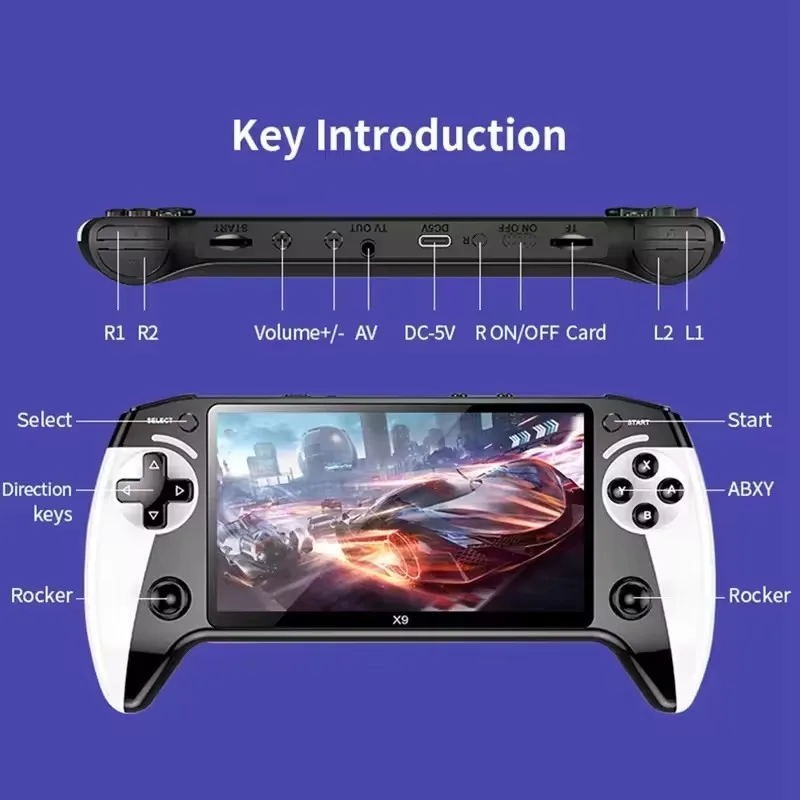 X9 Handheld Game Console 5.5 Inch IPS Screen, Video Games 10000+ Games