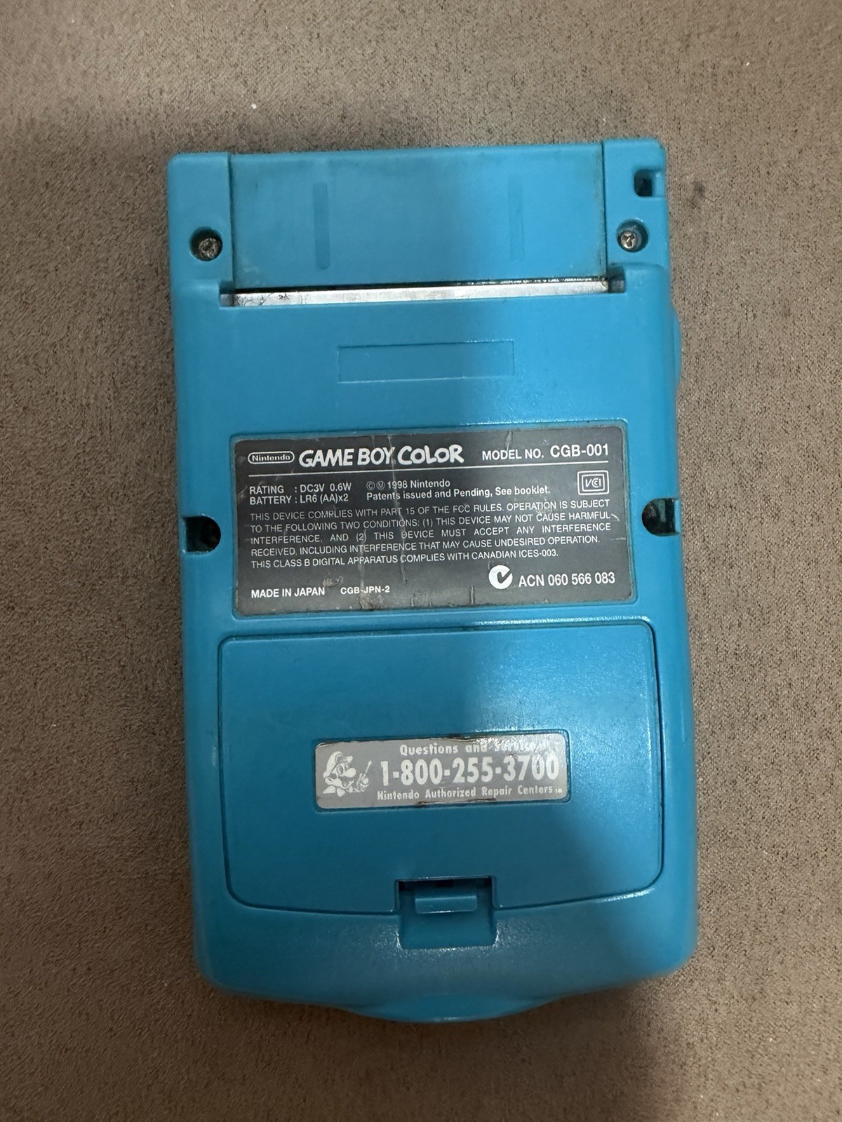 Nintendo Game Boy Color Handheld System Teal Blue Japan CGB-001 Good Condition