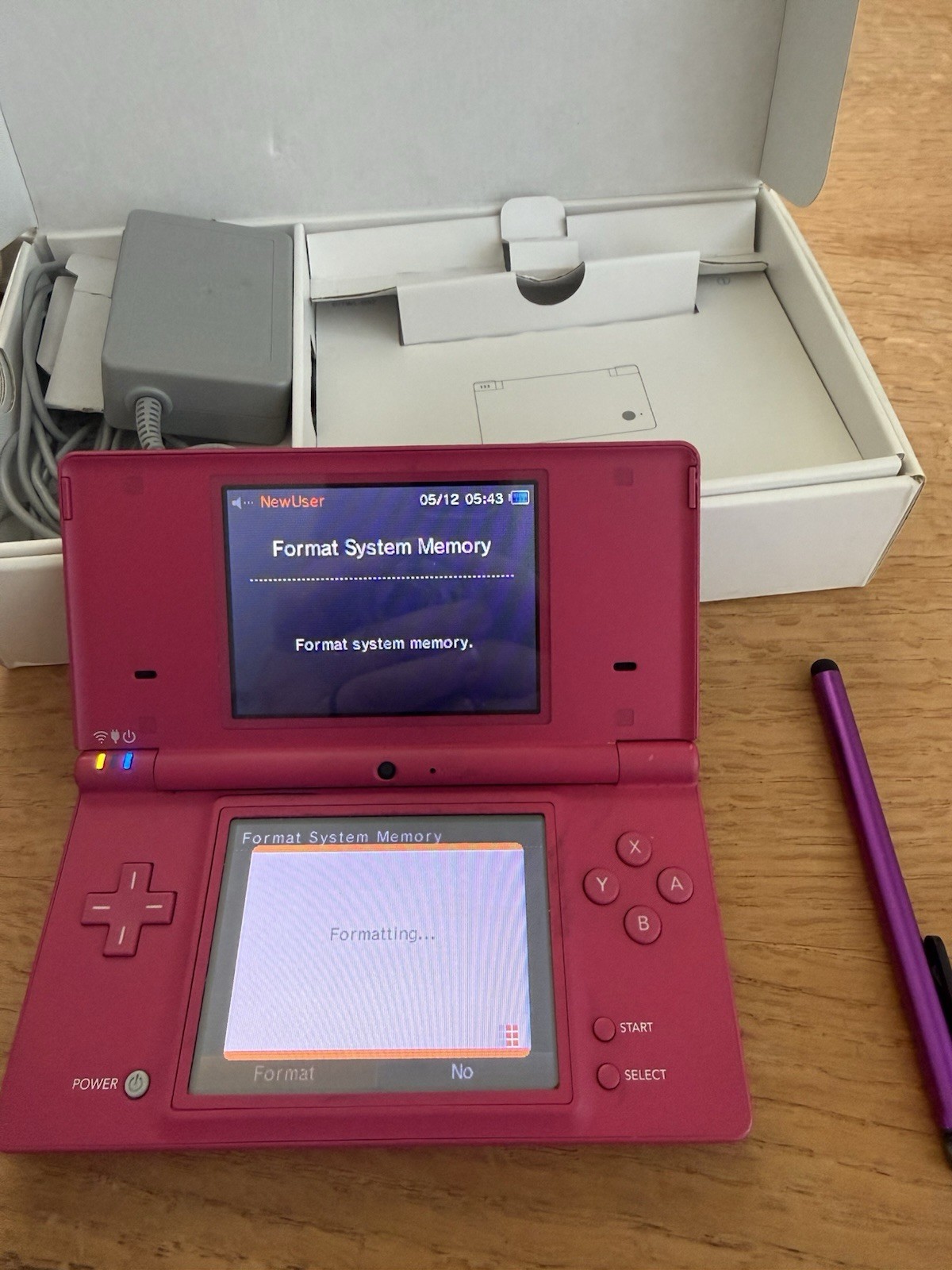 Nintendo DSi 256MB Pink Handheld System Lot W/18 Games Case 2 Chargers In Box