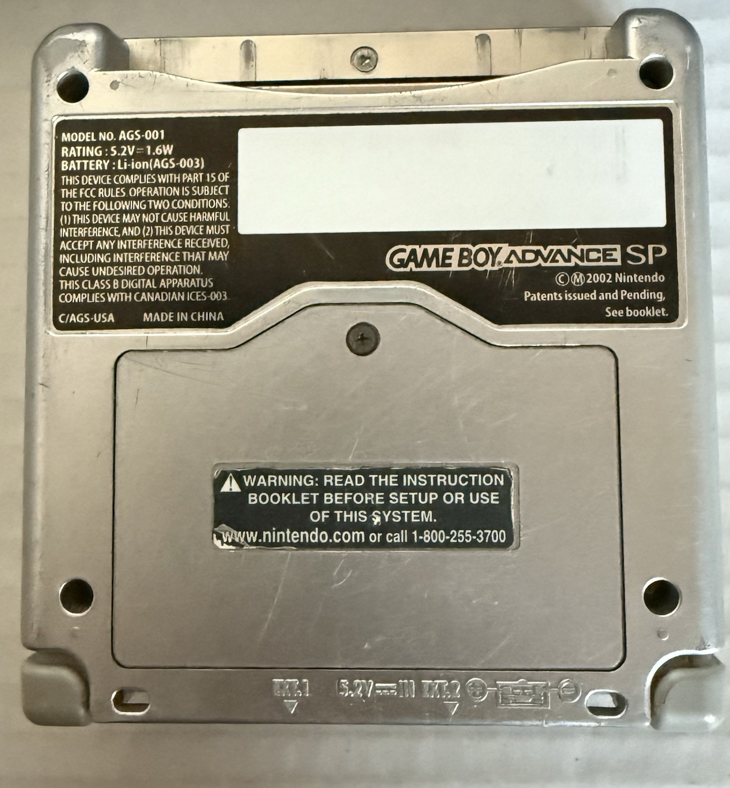 Nintendo Game Boy Advance SP Handheld System – Silver – Tested