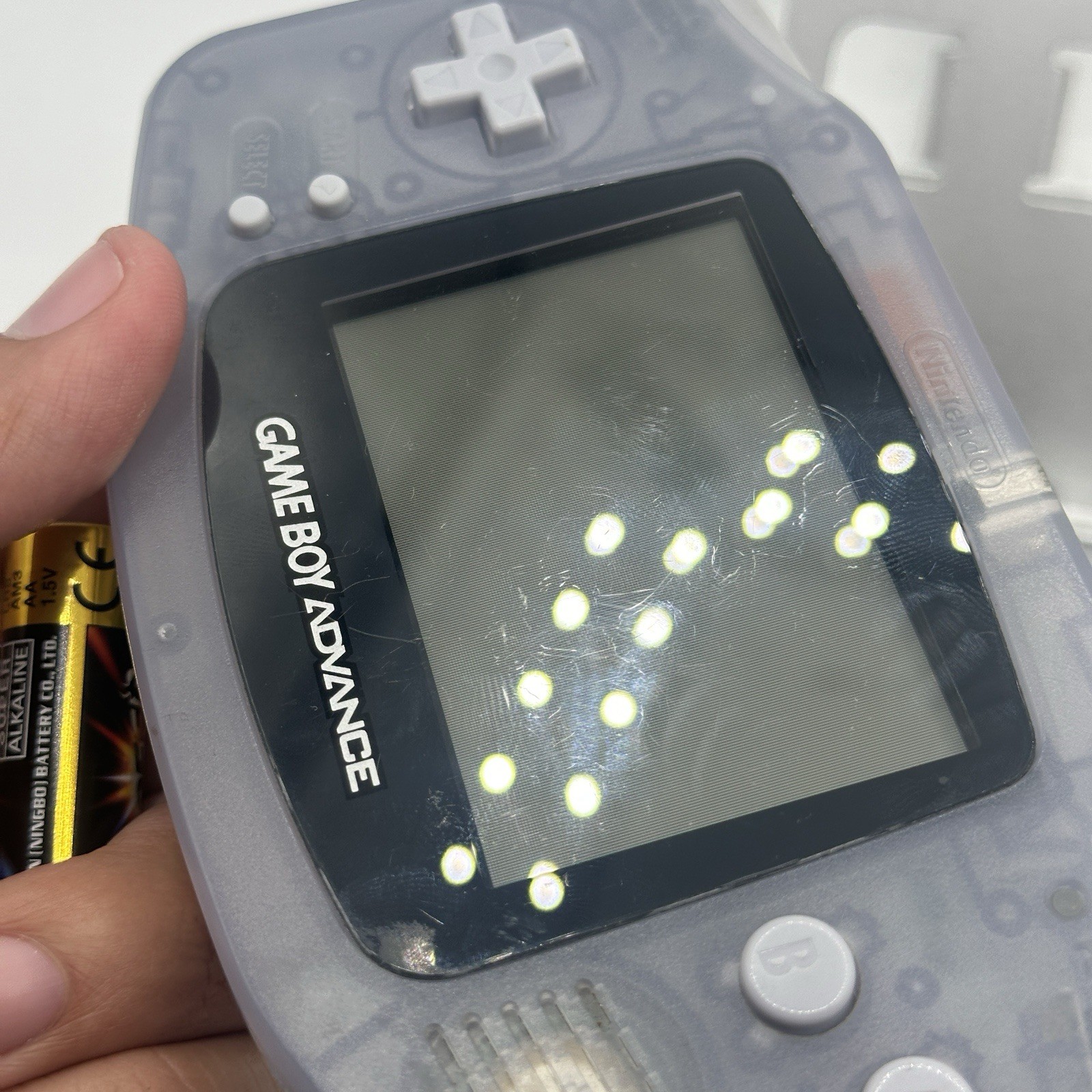 Nintendo Game Boy Advance Console System Clear Glacier Works No Battery Cover