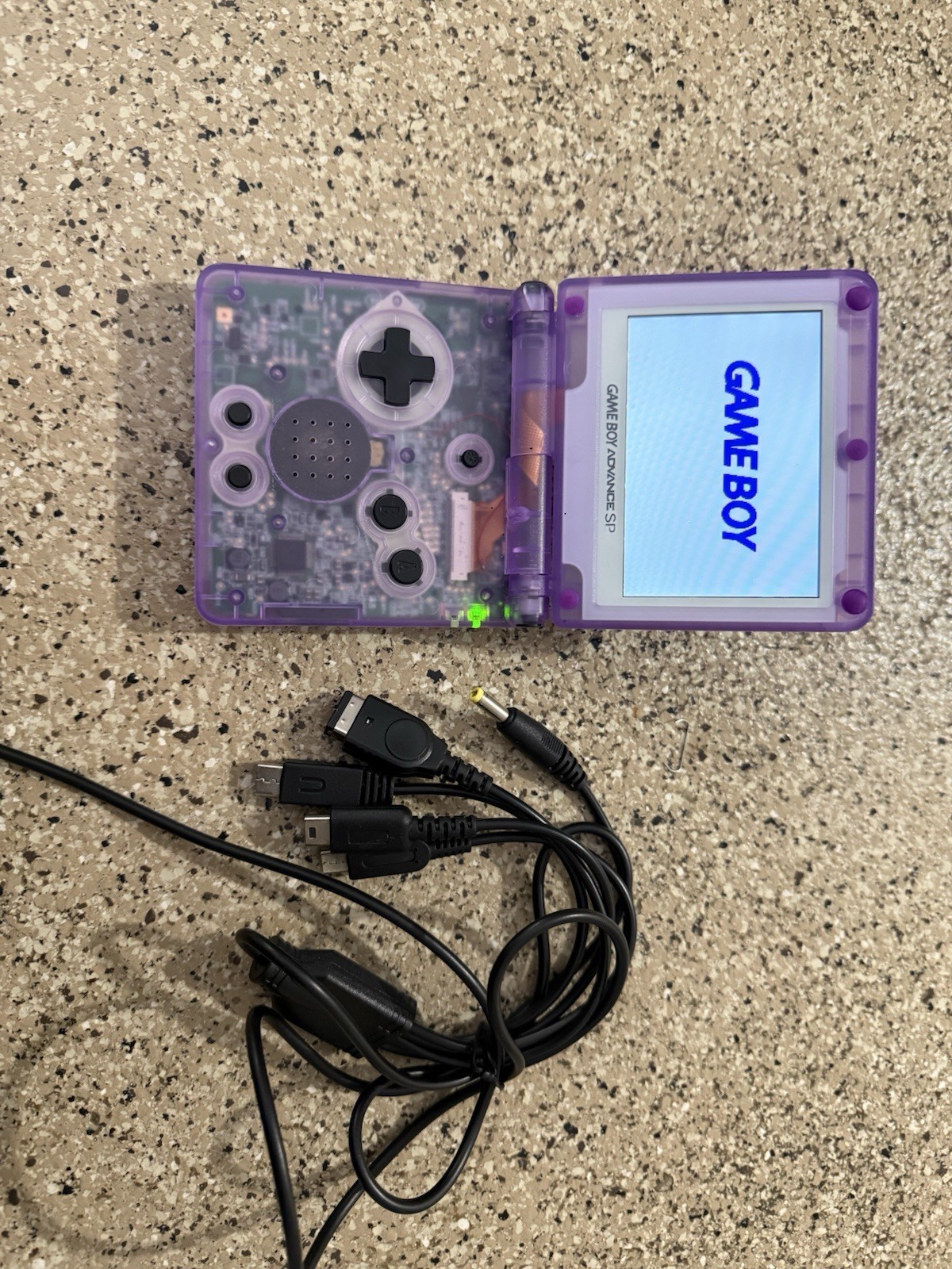 TRANSPARENT CLEAR EXTREME PURPLE GAME BOY ADVANCE SP BACKLIT BACKLIGHT IPS
