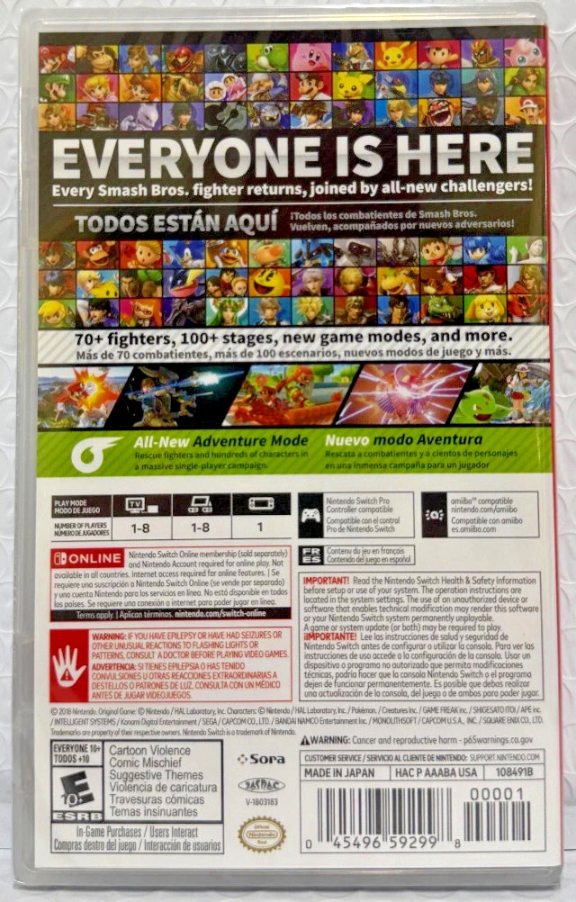 Super Smash Bros. Ultimate Switch Brand New Game Special (US 2018 Action)