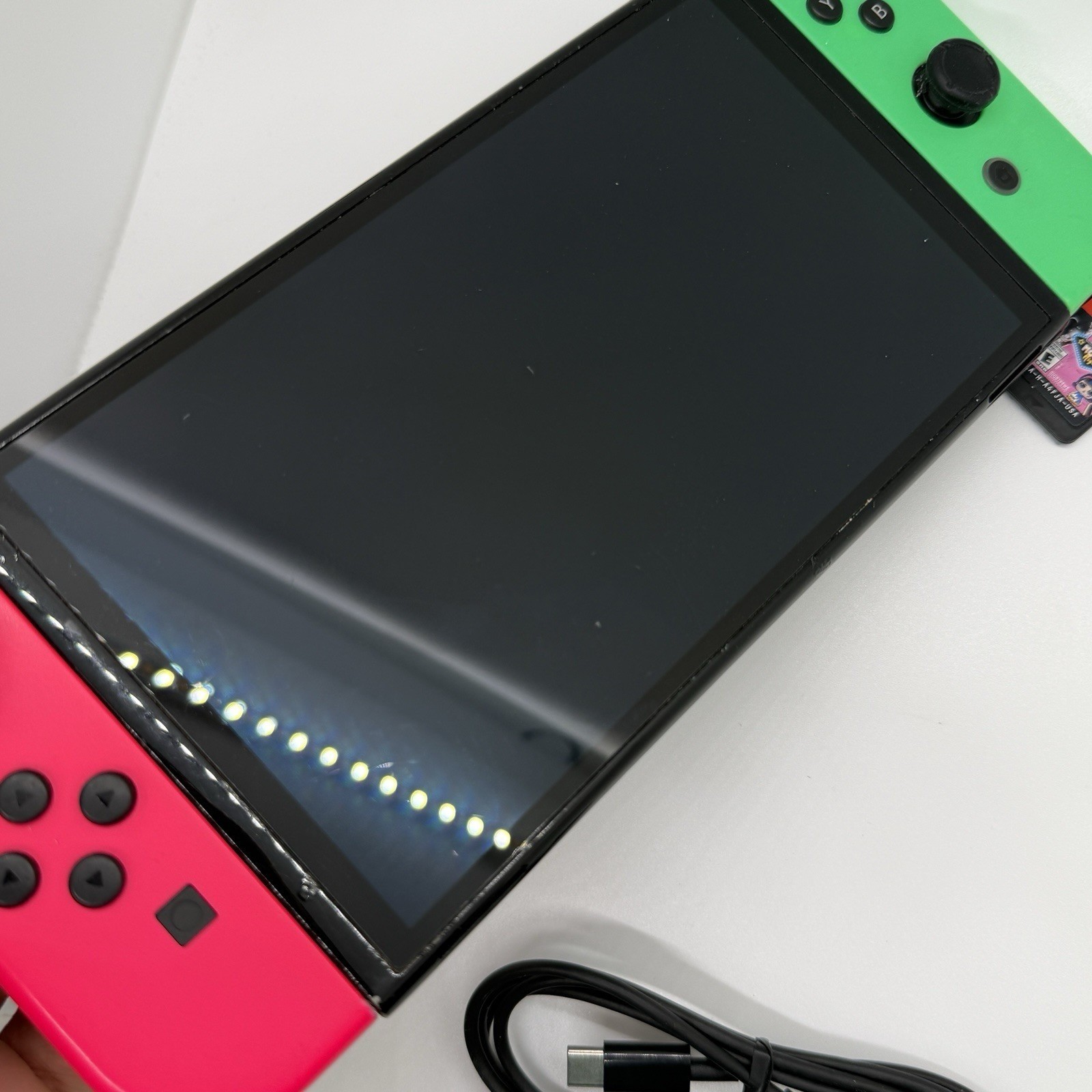 Nintendo Switch OLED HEG-001 Video Game Console + Games Neon Joy-Cons Handheld
