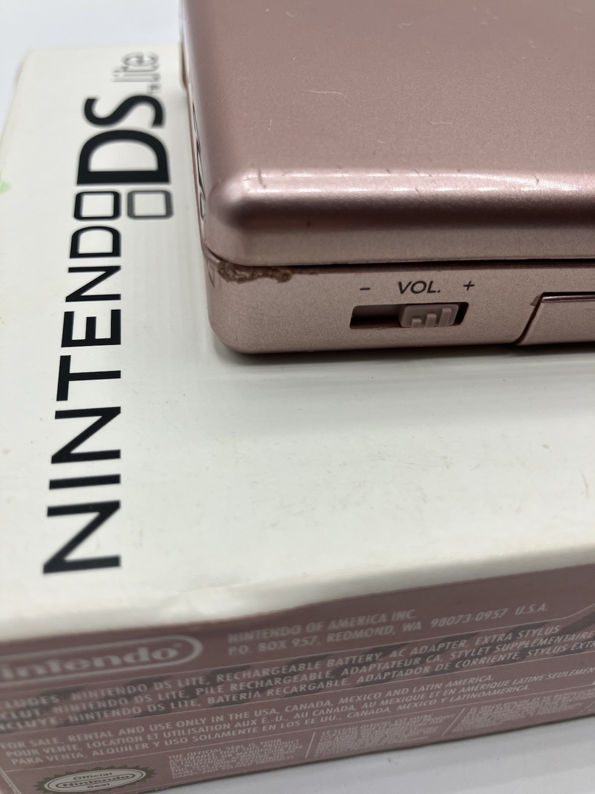 Nintendo DS Lite Metallic Rose w/ Box – FOR PARTS