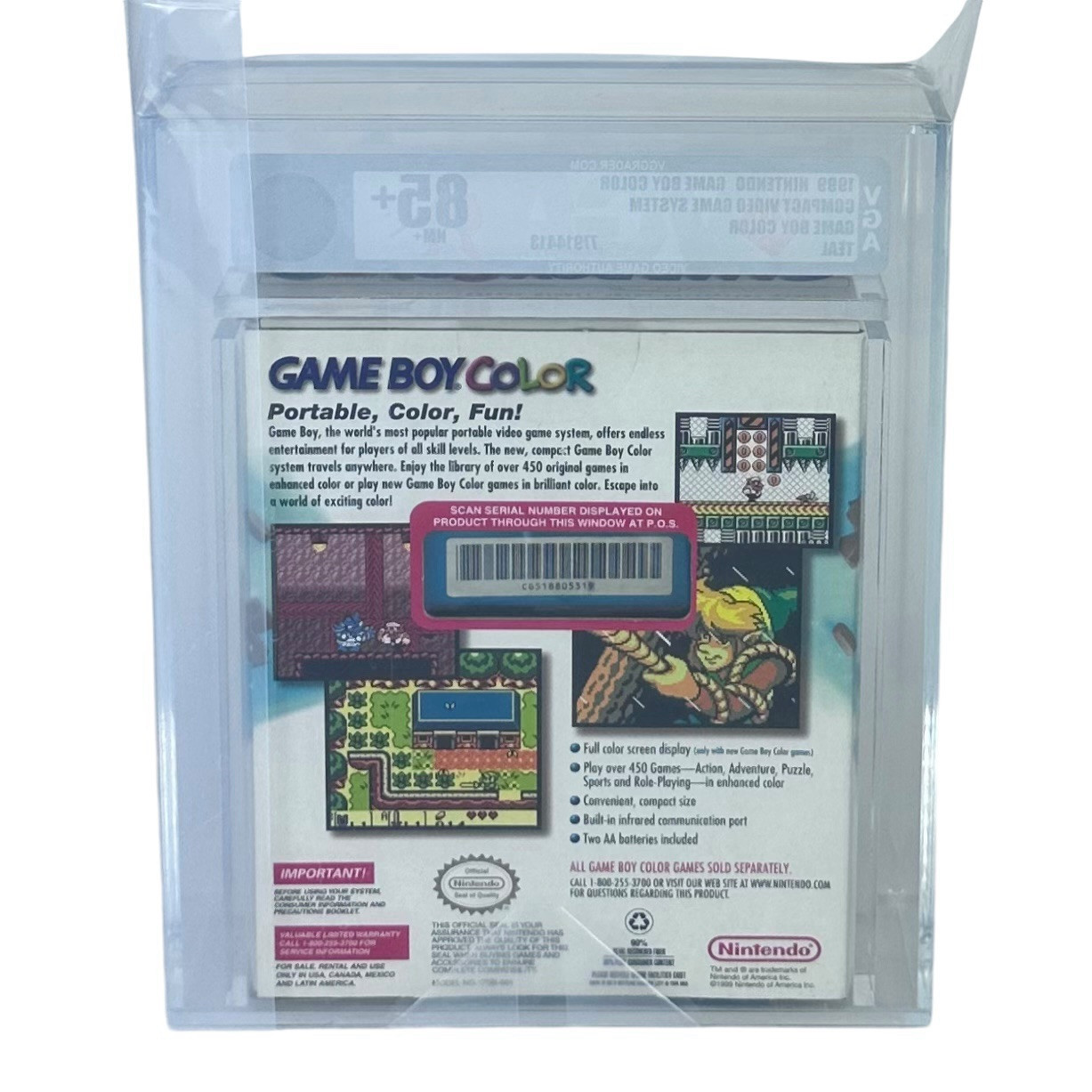 New Gameboy Color Teal Green Factory Sealed VGA 85+ Gold Graded