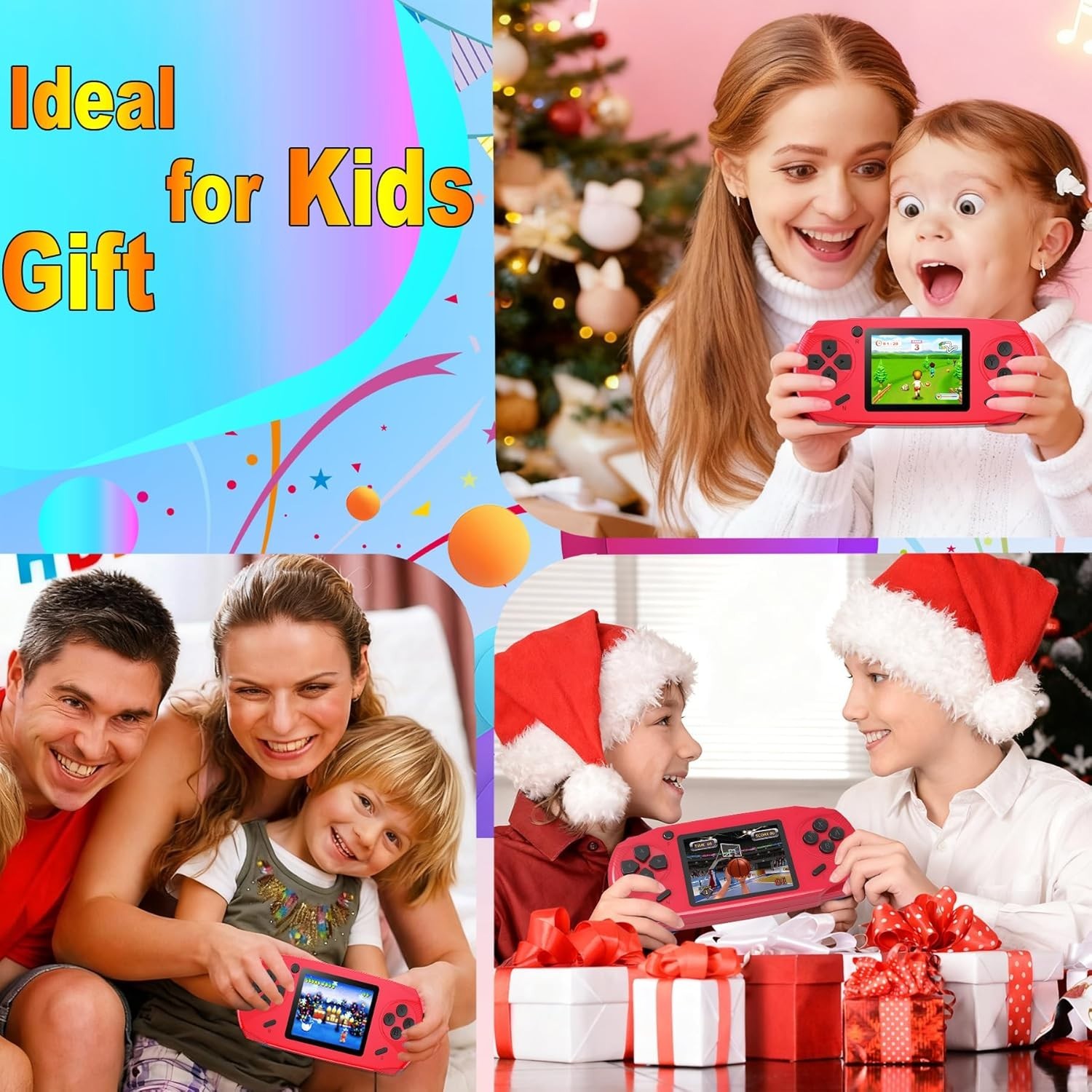 Ergonomic Handheld Gaming Console for Kids – 220 Retro Games, USB-C Rechargeable