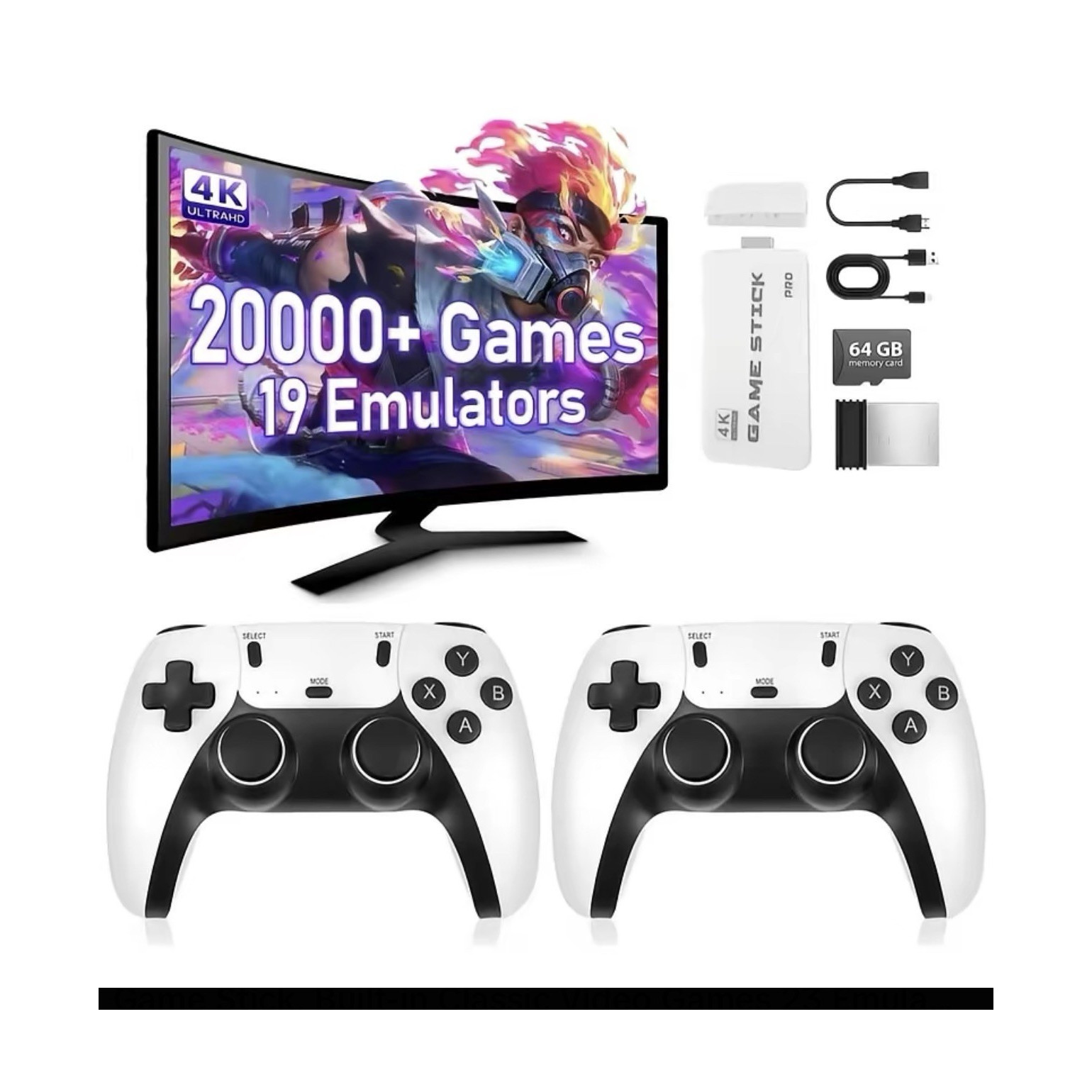 Game Stick Pro 4K HDMI Microconsole 64GB Wireless Controllers Plug & Play