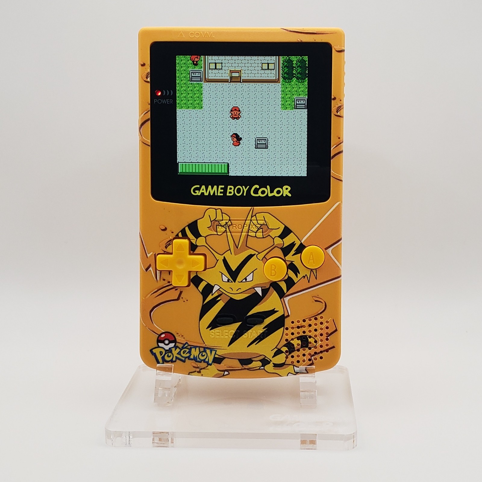 Laminated OLED Screen – Electabuzz Game Boy Color w/ Case, New Speaker, Recapped