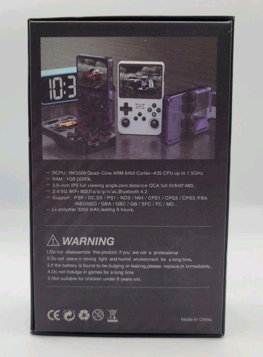 RK3326 Quad Core Handheld Game Console 128G With Built-in 15000+ Games, White
