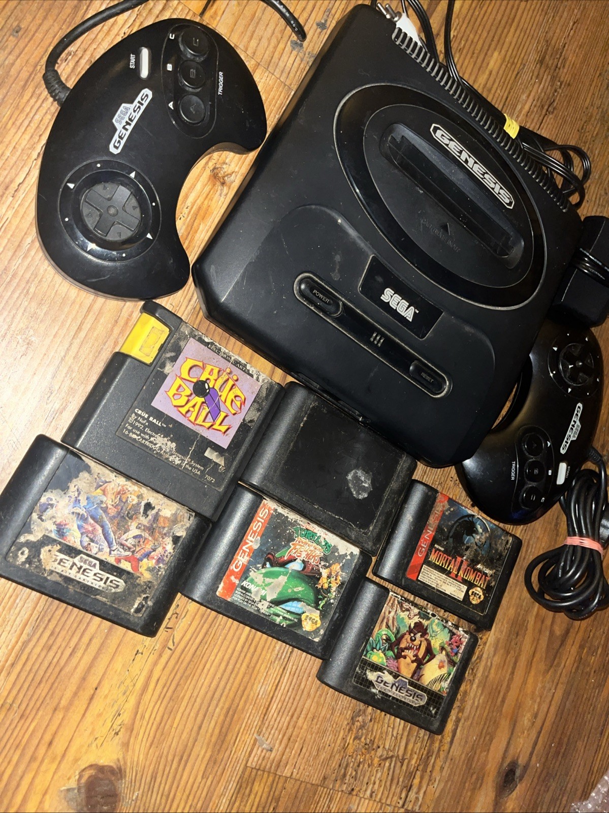 Sega Genesis Model 2 Console MK-1631 Bundle 6 Games – Spider-Man Mortal Kombat