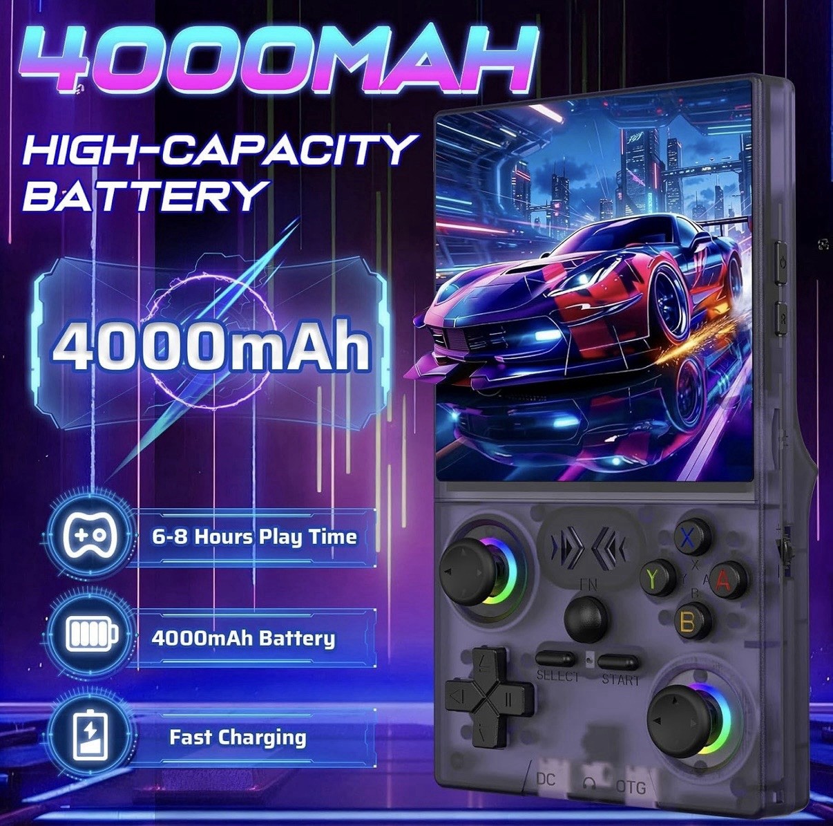 XF40V 2026 Handheld Game Console 64GB Purple Wi-Fi Headphone Jack Region Free
