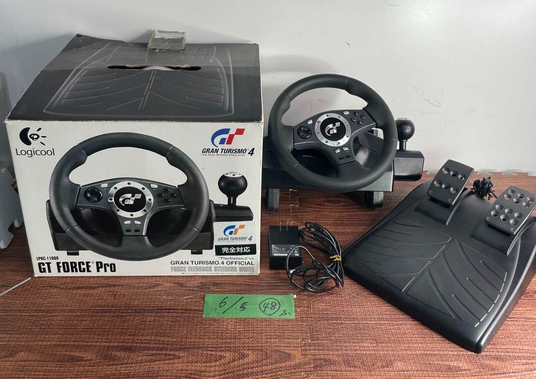 PS2 PS3 Compatible Controller Logitech GT Force Pro Feedback Steering Wheel Used