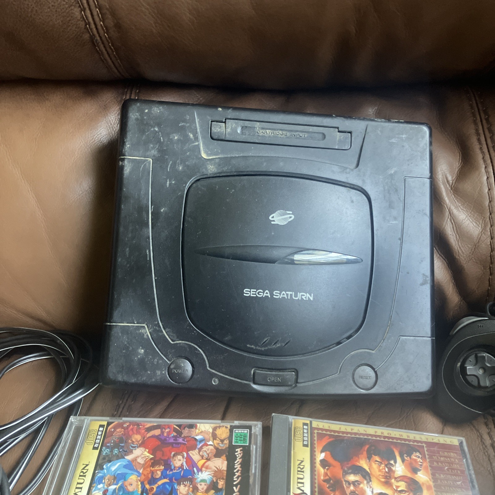 Sega Saturn Console, 2 controllers, 2 games & Action Replay Plus 4M cartridge