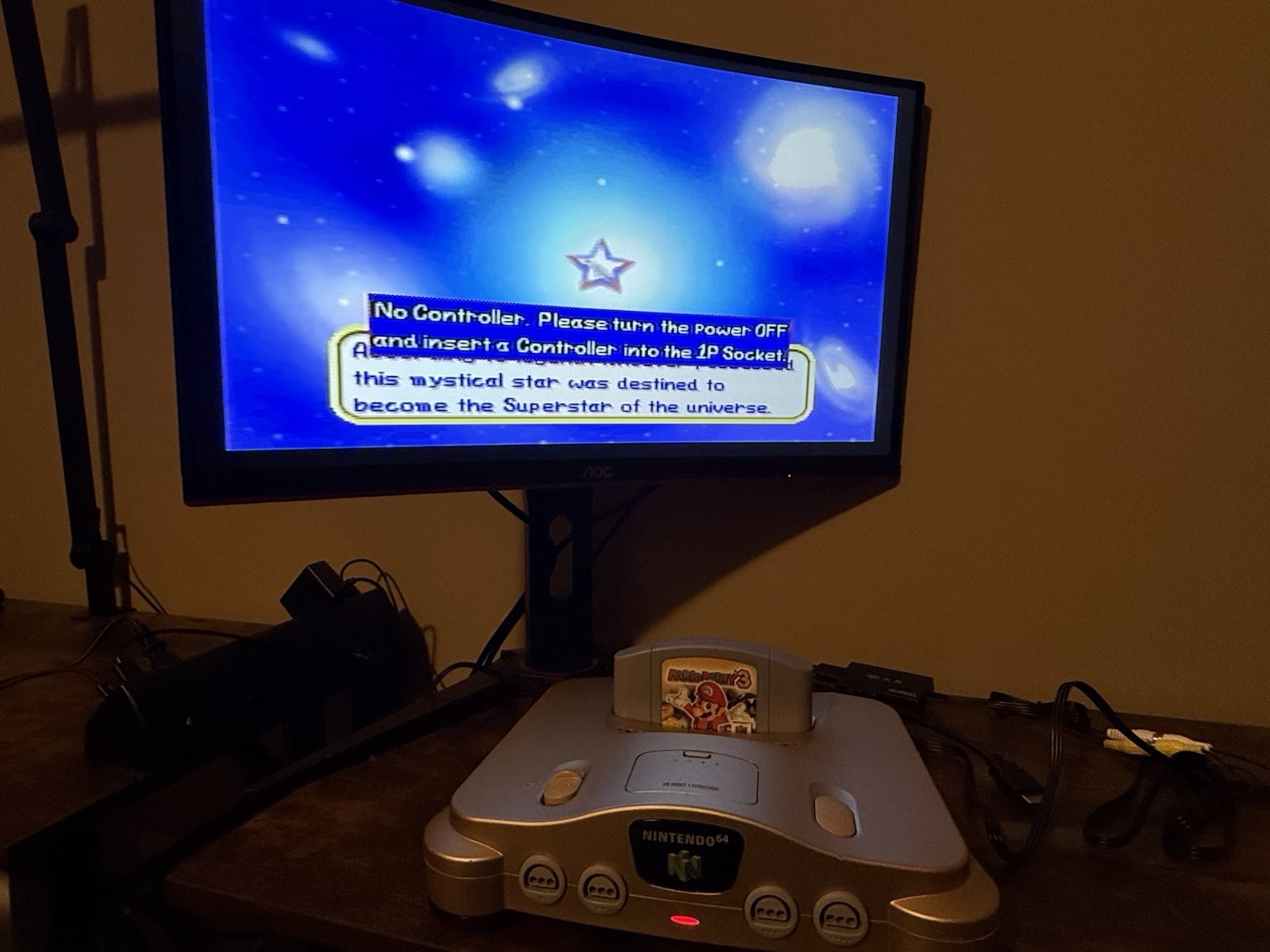 Gold Nintendo 64 Bundle W/ Transfer Pak & Rumble Pak TESTED & WORKING