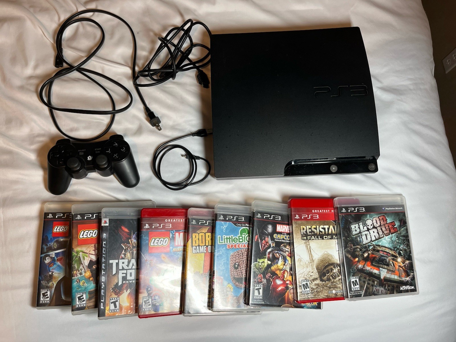 Sony PlayStation 3 PS3 120GB Console Bundle W/Controller & 9 Games (Tested)